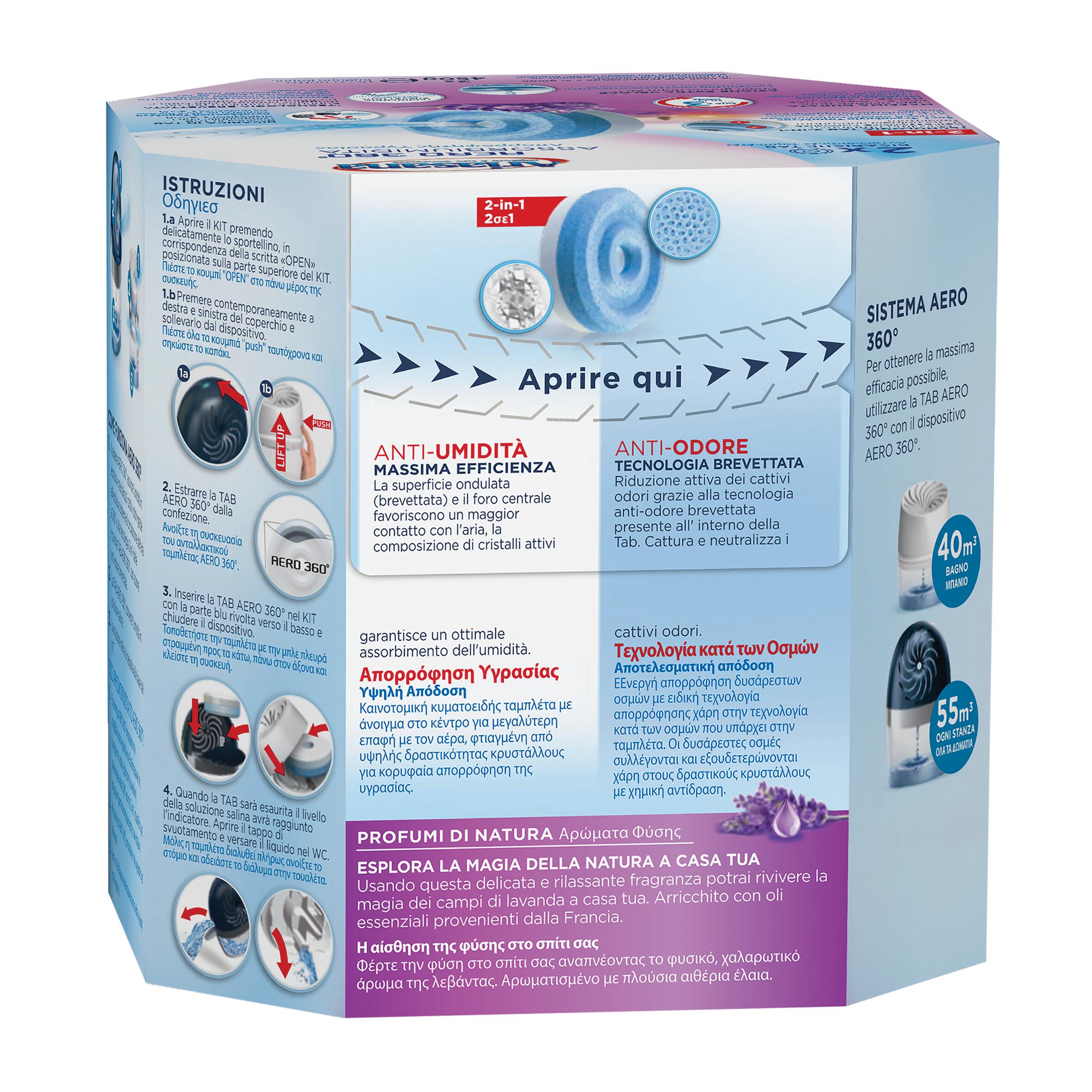Set 2 tab ricarica sali assorbiumidità Ariasana Aero 360° lavanda 450g x 2, 20 mq HENKEL  - 8