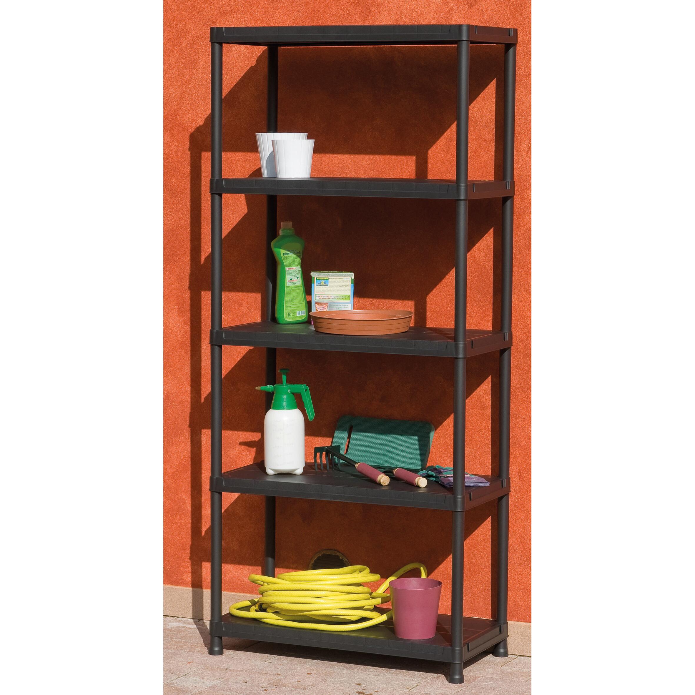 Estante em PVC preto 5 prateleiras 180x80x40 cm 250 kg Universal - 2