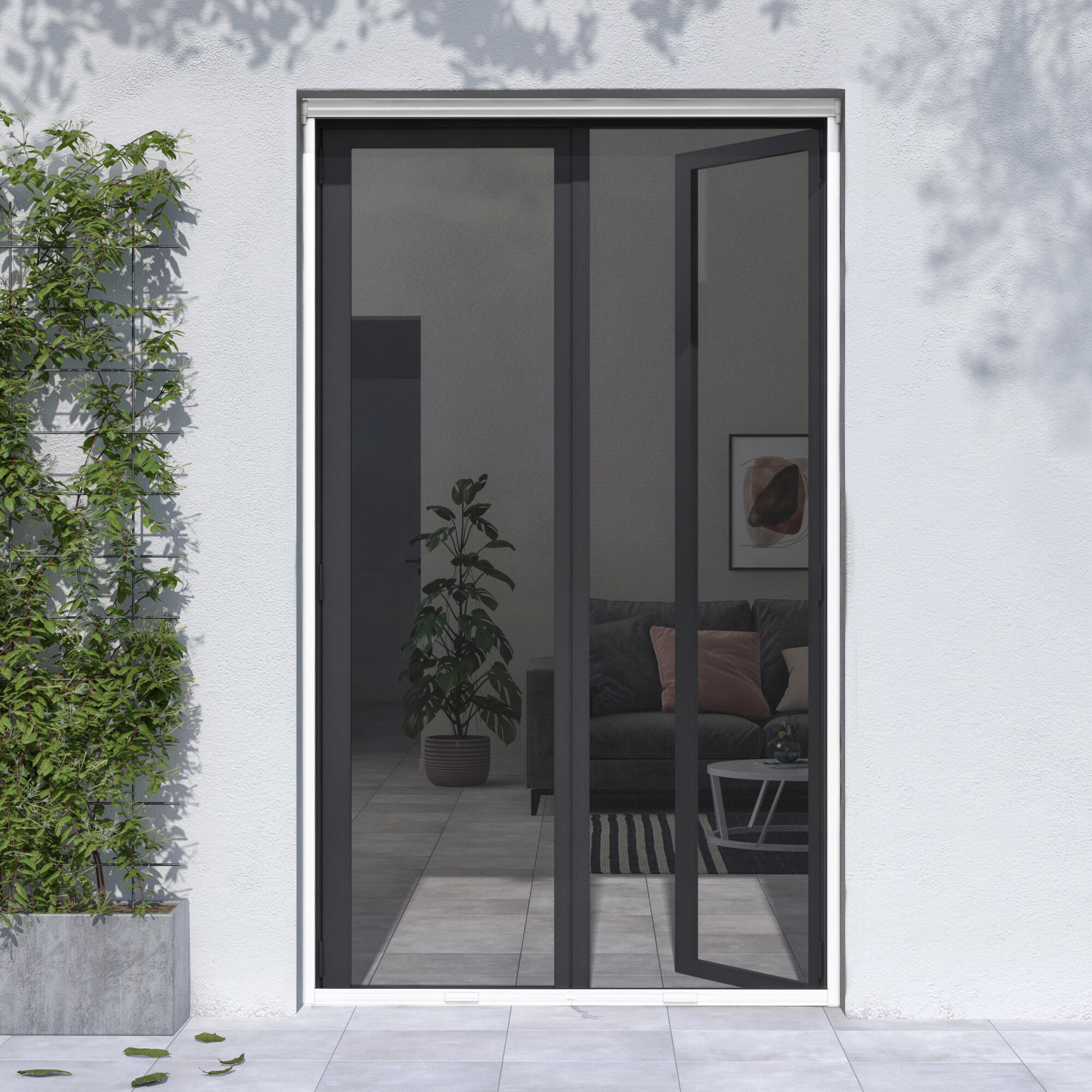 Mosquitera enrollable vertical 180x230cm aluminio recortable blanco para puerta tela fibra de vidrio negra Isoxa - 8