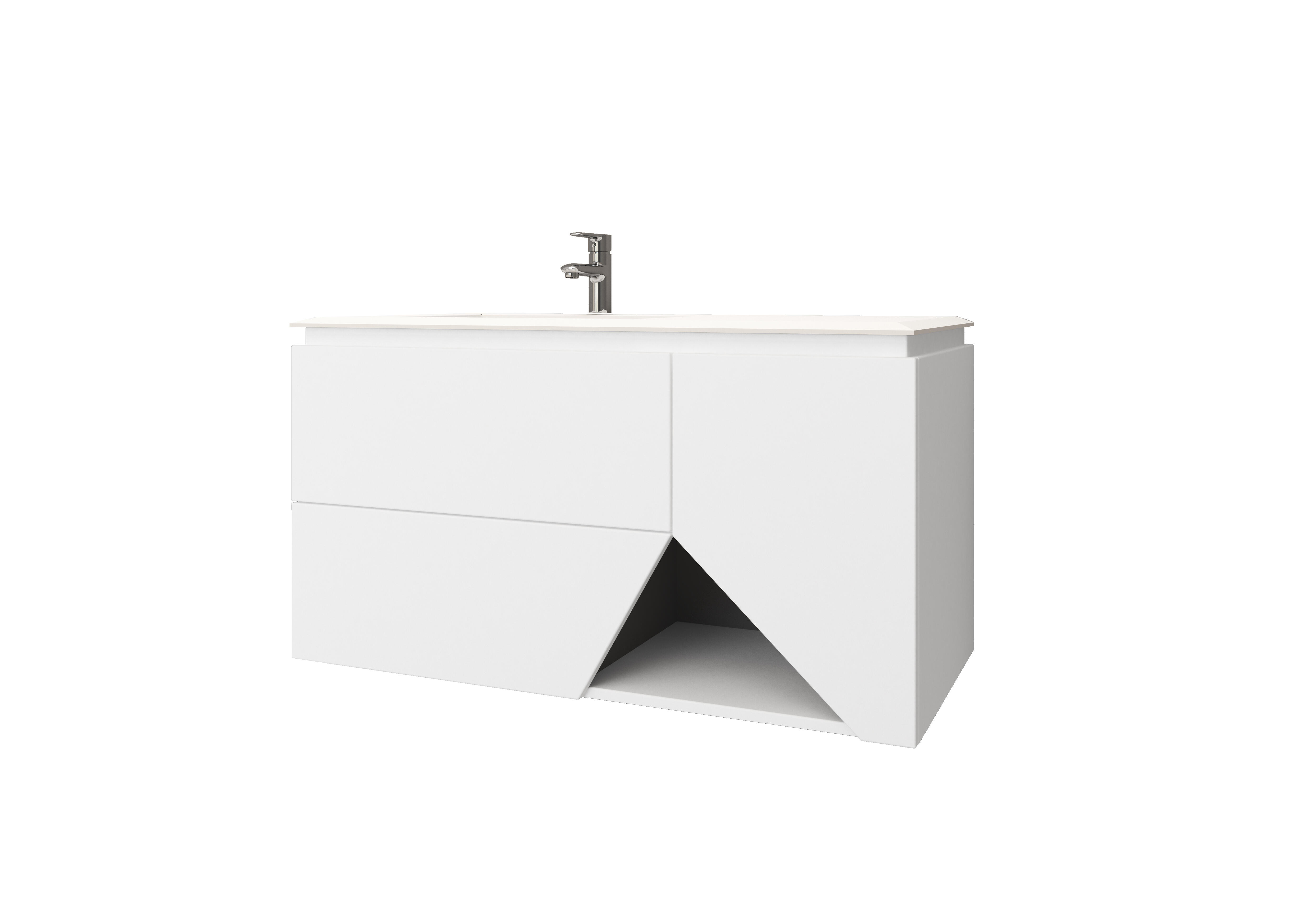 Mobile bagno sospeso con lavabo L 105 x H 55 x P 45.3 cm bianco opaco per vasca a sinistra Vintage - 3