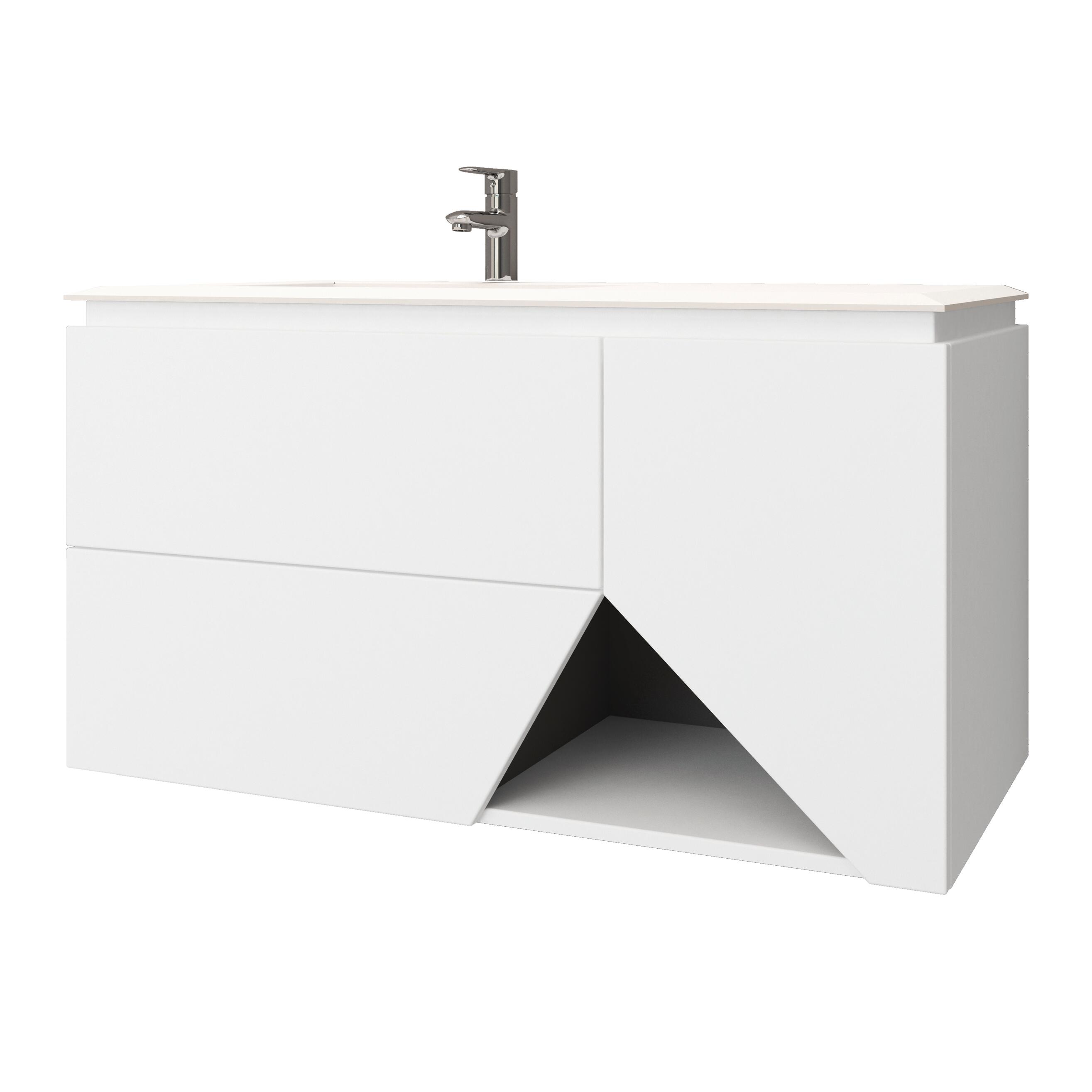 Mobile bagno sospeso con lavabo L 105 x H 55 x P 45.3 cm bianco opaco per vasca a sinistra Vintage - 2