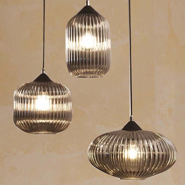 Lampadario Glamour Nordal grigio paralume fumo 3x E27 Ø50cm LA MIA LUCE