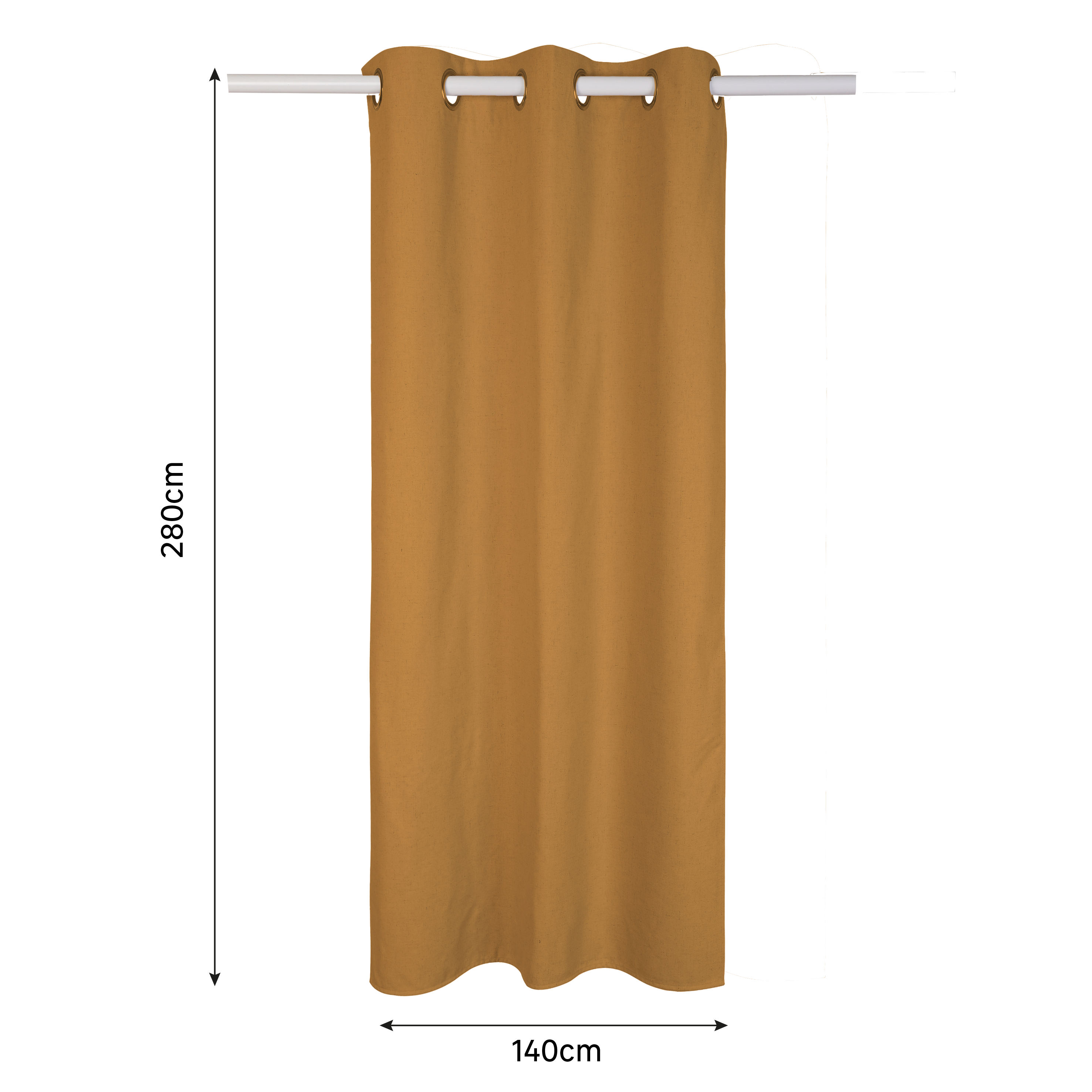 Rideau occultant occultant avec revêtement, Aleyna, jaune H.280 x l.140 cm INSPI - 2