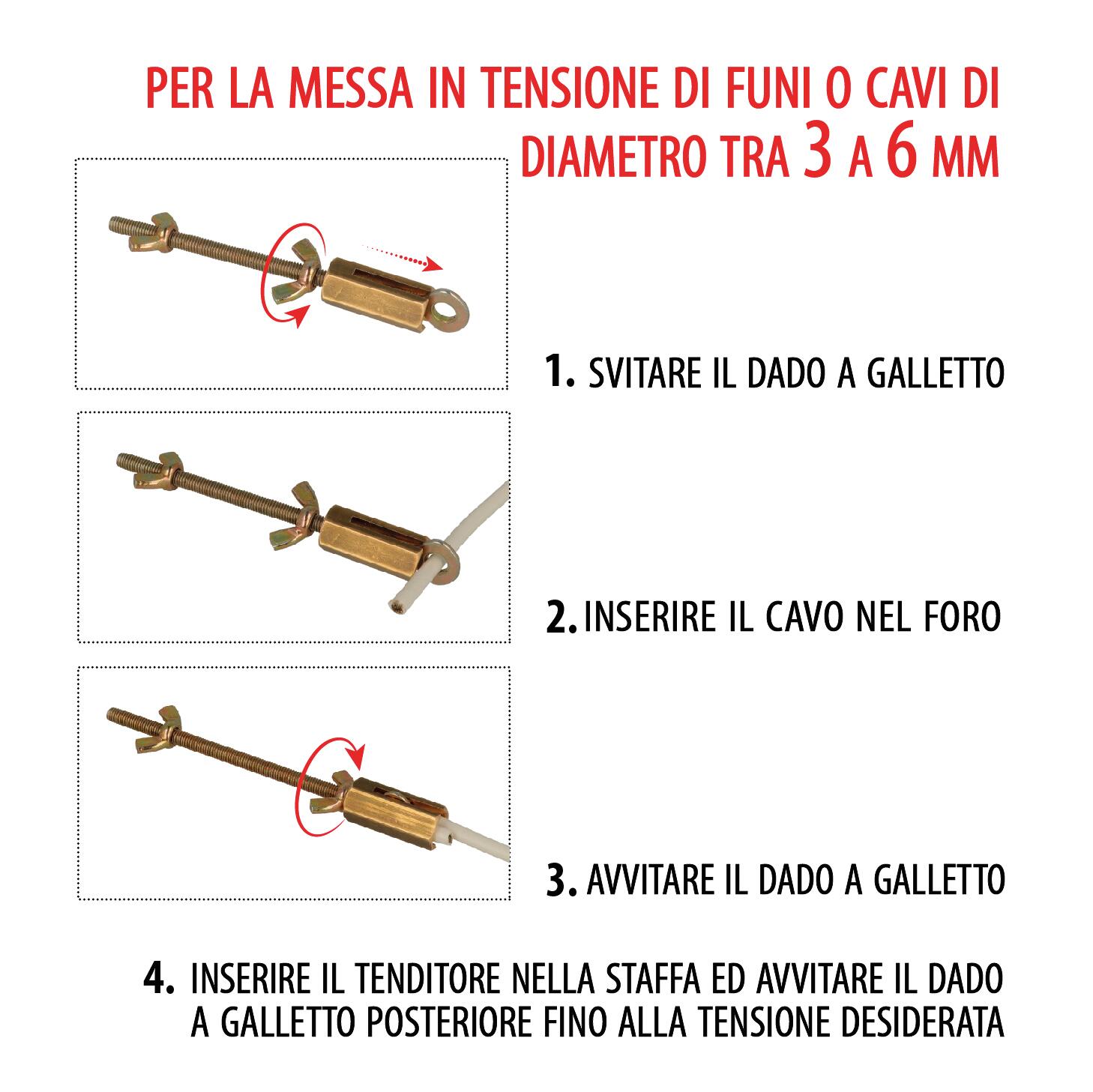 Tensore del cavo occhio/occhio STANDERS in acciaio zincato  Ø 4 mm 15 kg, 2 pezzi - 5