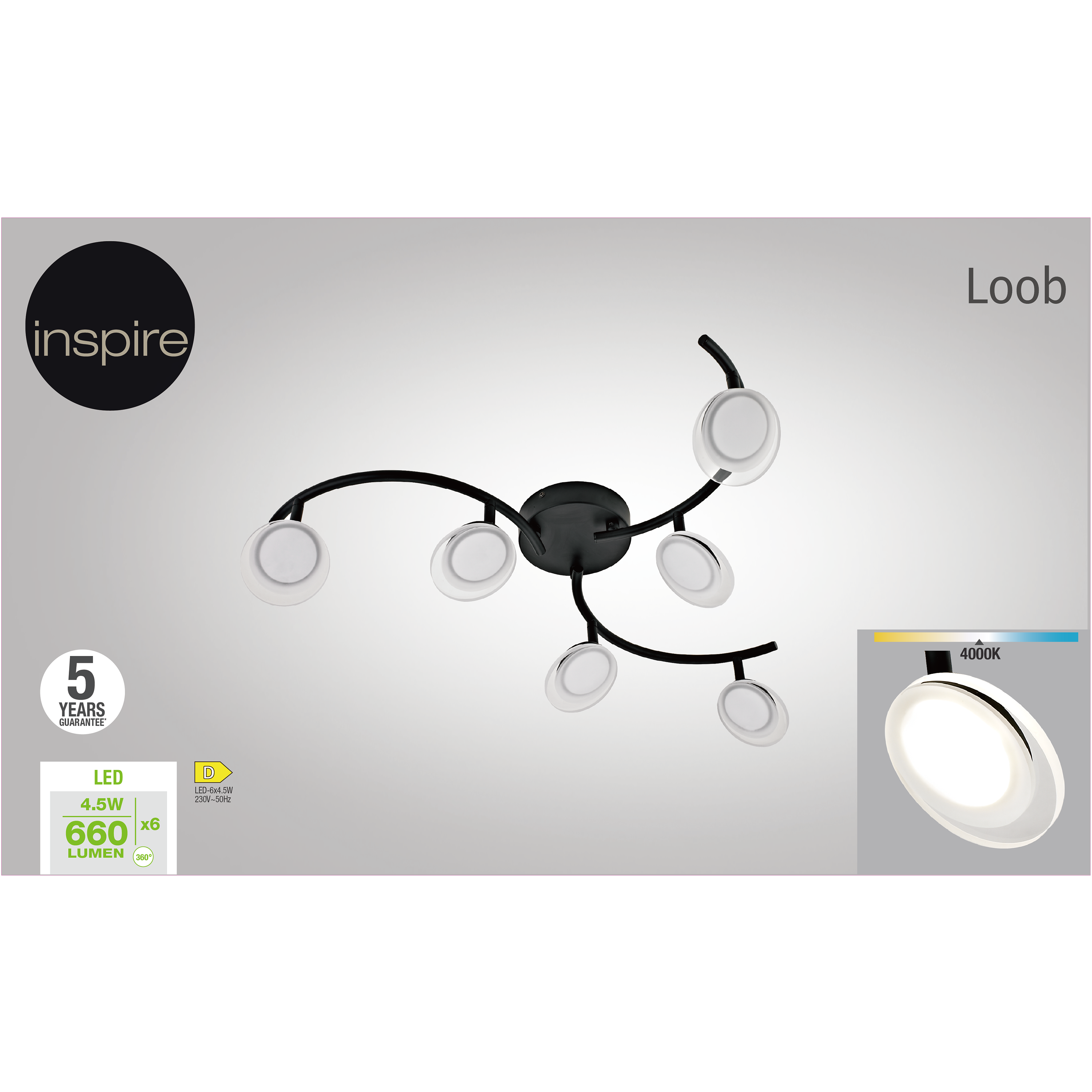 Lampa sufitowa Loob czarna 4020 lm LED Inspire - 6