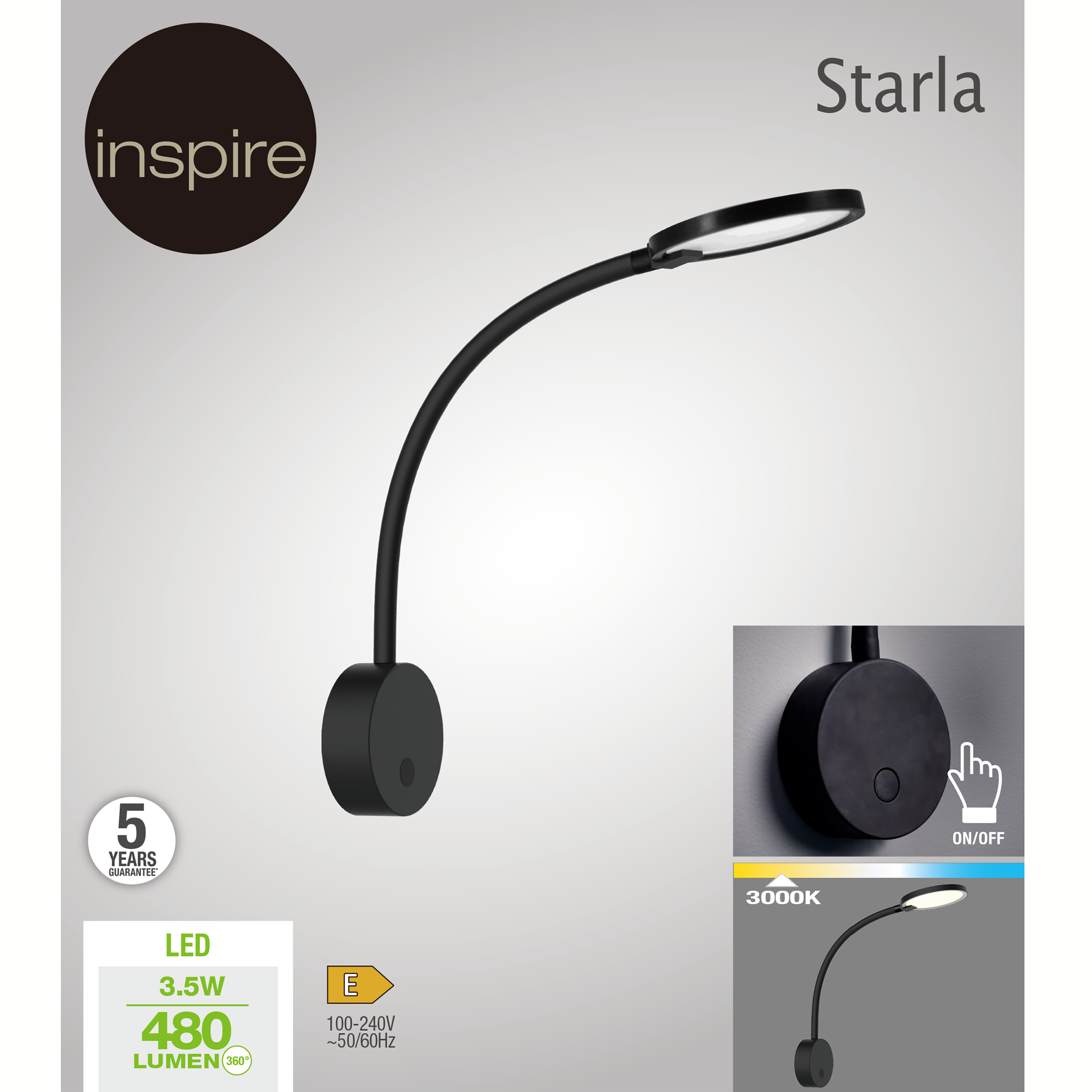 Kinkiet Starla czarny LED Inspire - 6