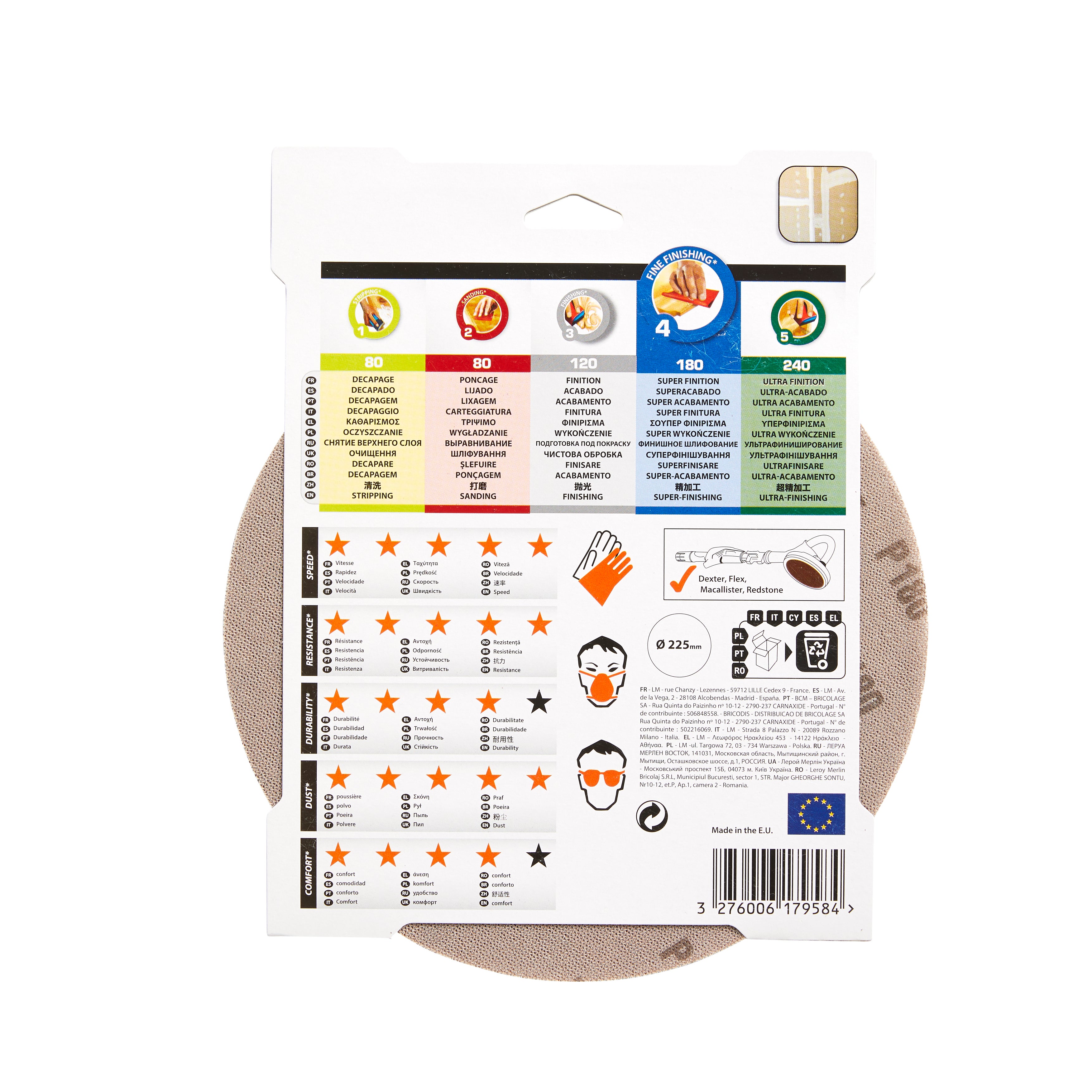 Lot de 3 disques abrasifs pour plaque de plâtre Diam 225mm grain 180 - 4