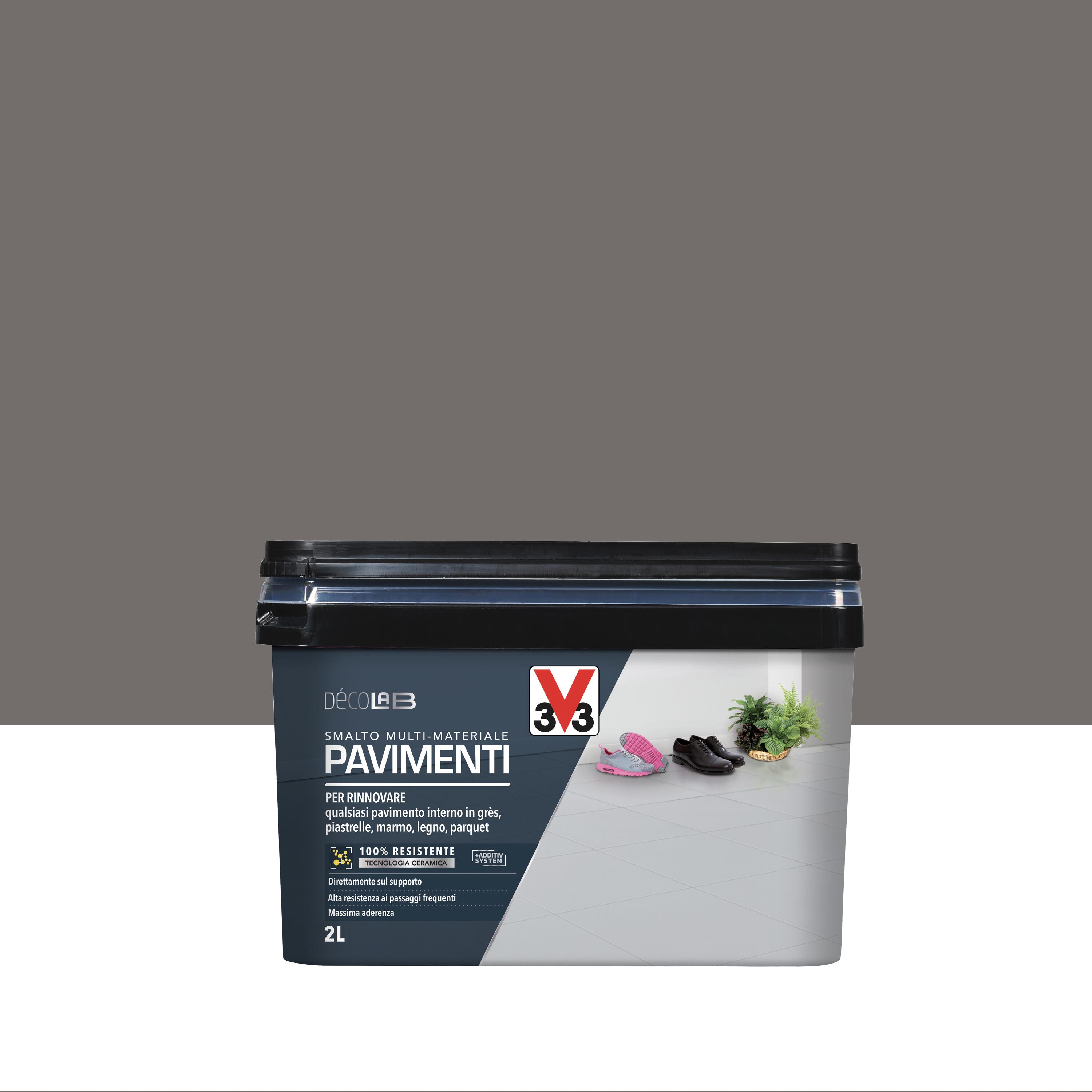 Smalto per pavimenti interni base acqua V33 DECOLAB PAVIMENTI grigio fume satinato 2 L - 6
