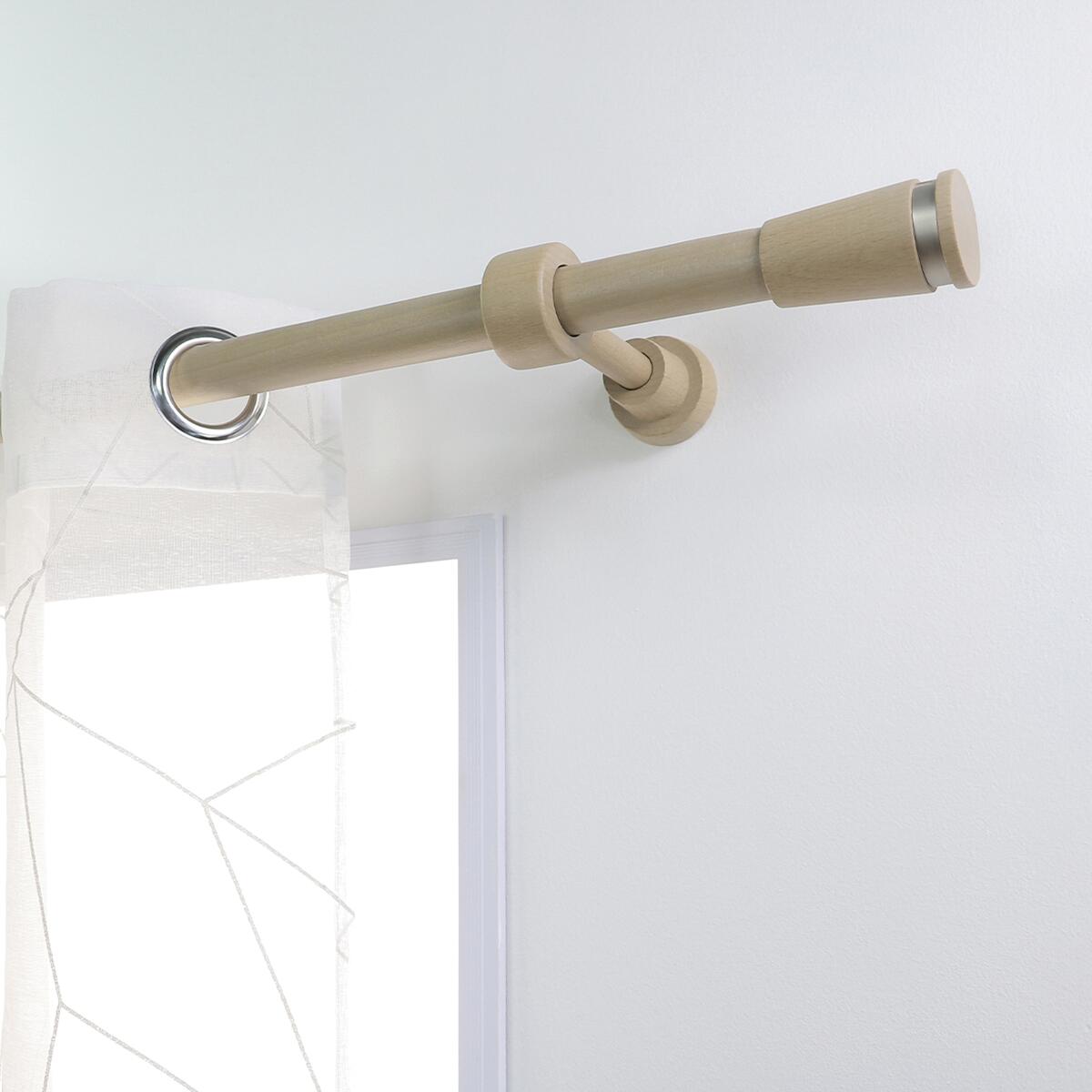 1 Soporte a pared para barra diámetro 28 mm INSPIRE madera roble natural extensible 8.5-13 cm - 3