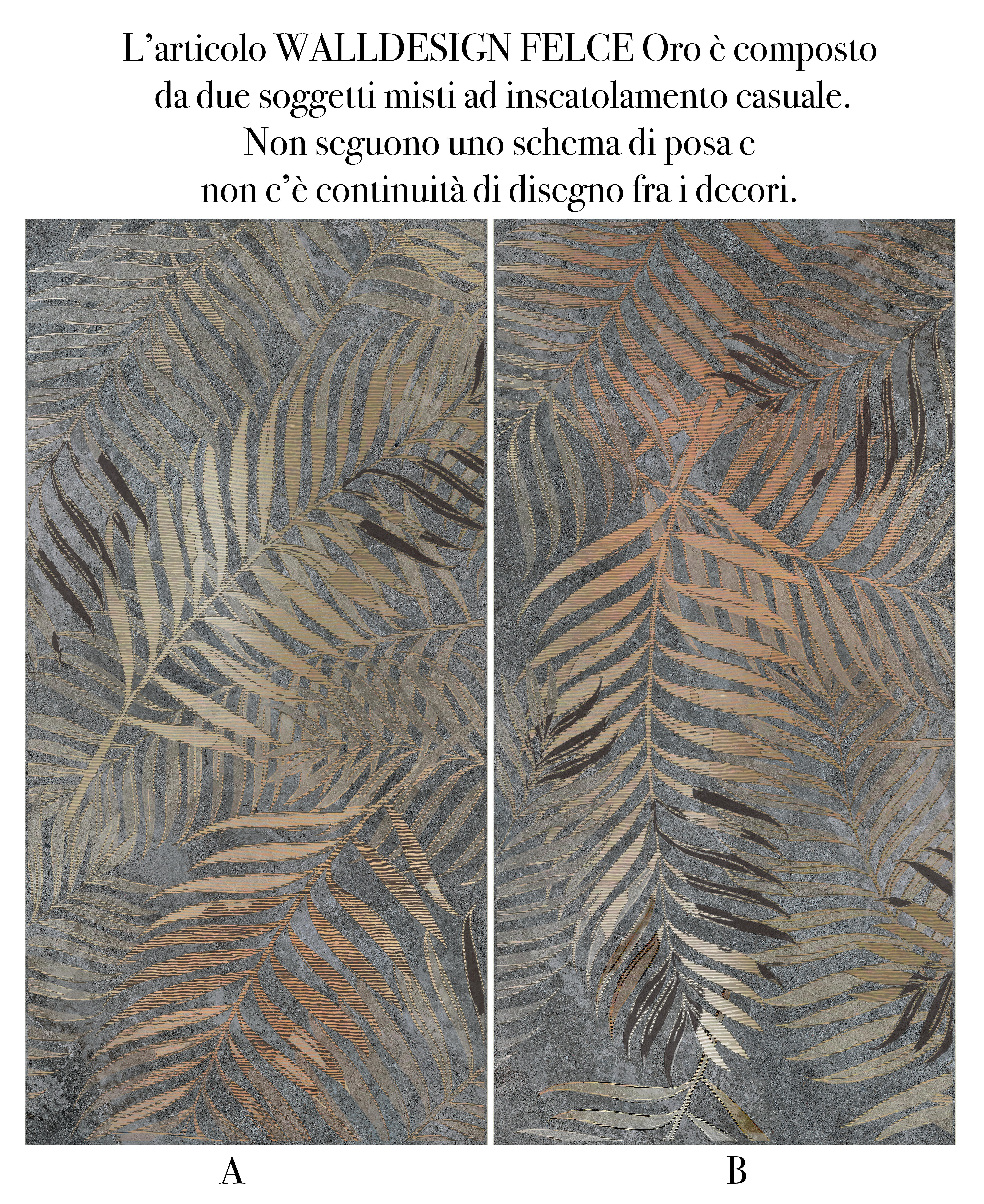 Piastrella da pavimento e rivestimento interno in gres porcellanato 60 x 120 cm rettificato smaltato oro e nero opaco Felce R9 traffico medio (pei 2/5) Sp. 9.5 mm 1.44 mq - 12