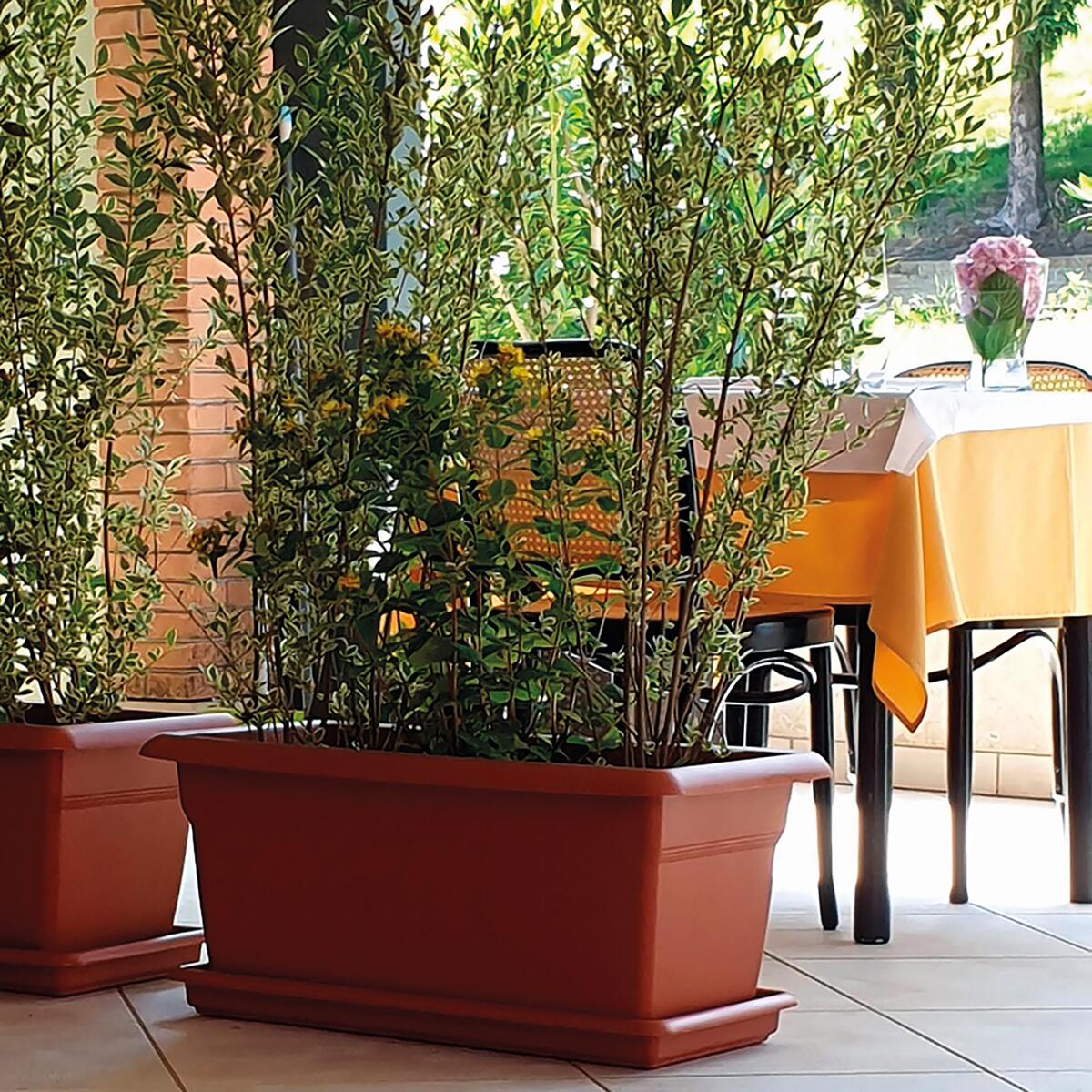 Sottovaso per vaso da fiori STEFANPLAST Mediterraneo in polipropilene di colore terracotta L 100 x H 6 x P 38 cm - 3