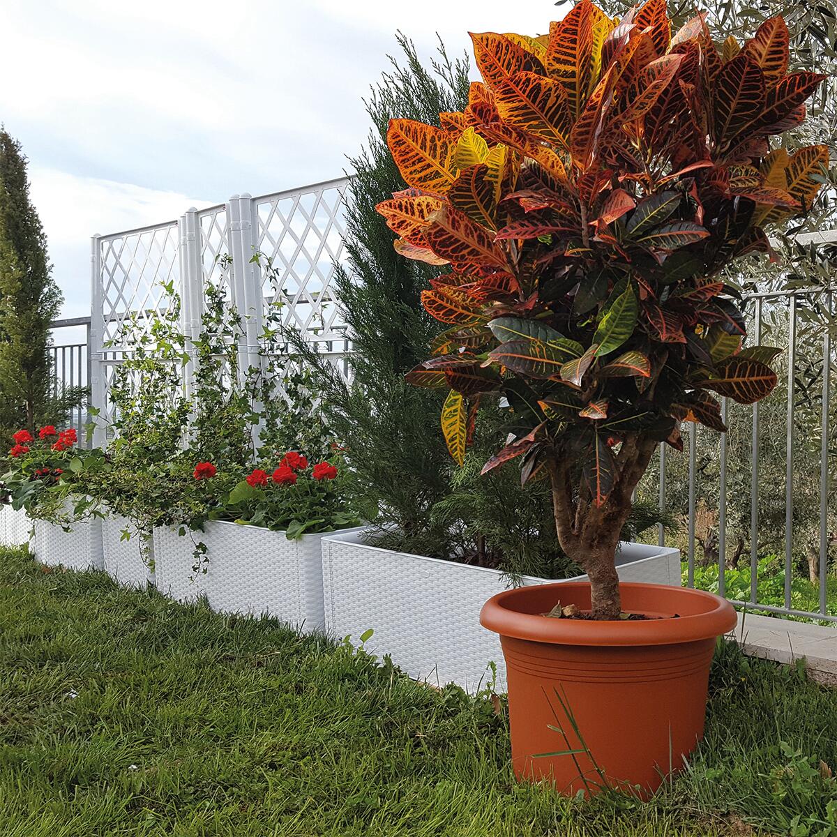 Fioriera con grigliato Deluxe STEFANPLAST in polipropilene bianco H 142 x L 43 x P 43 cm - 2