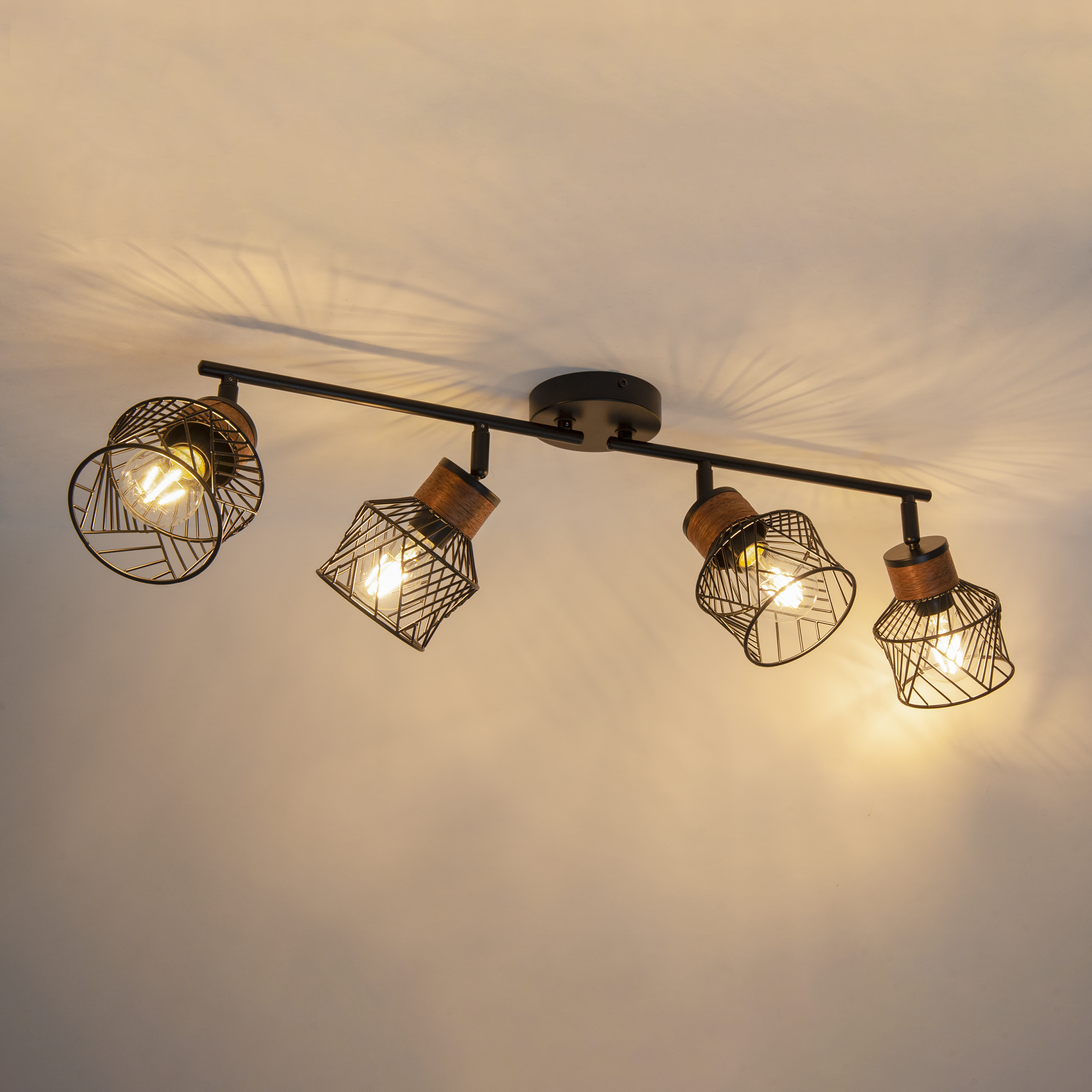 Listwa reflektorowa Kanel czarna z drewnem E27 Inspire - 10