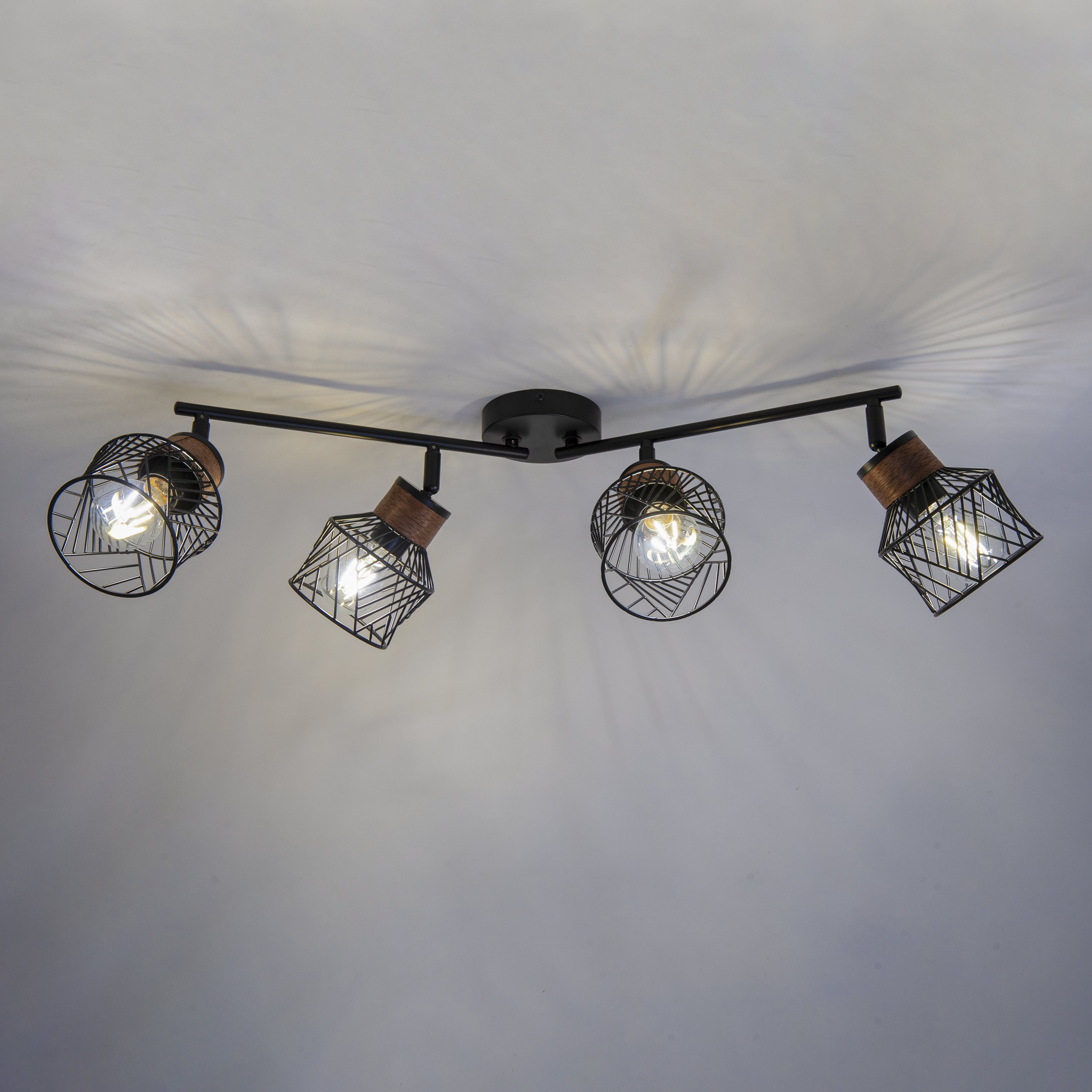 Listwa reflektorowa Kanel czarna z drewnem E27 Inspire - 11