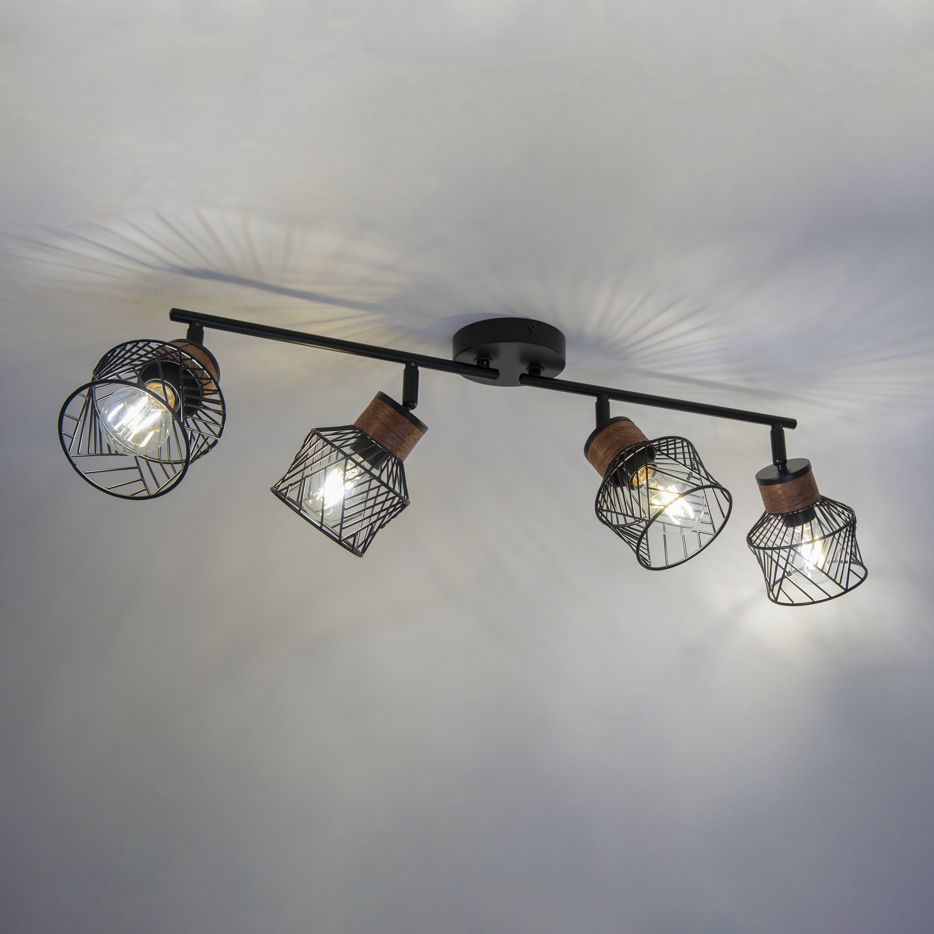 Listwa reflektorowa Kanel czarna z drewnem E27 Inspire - 12