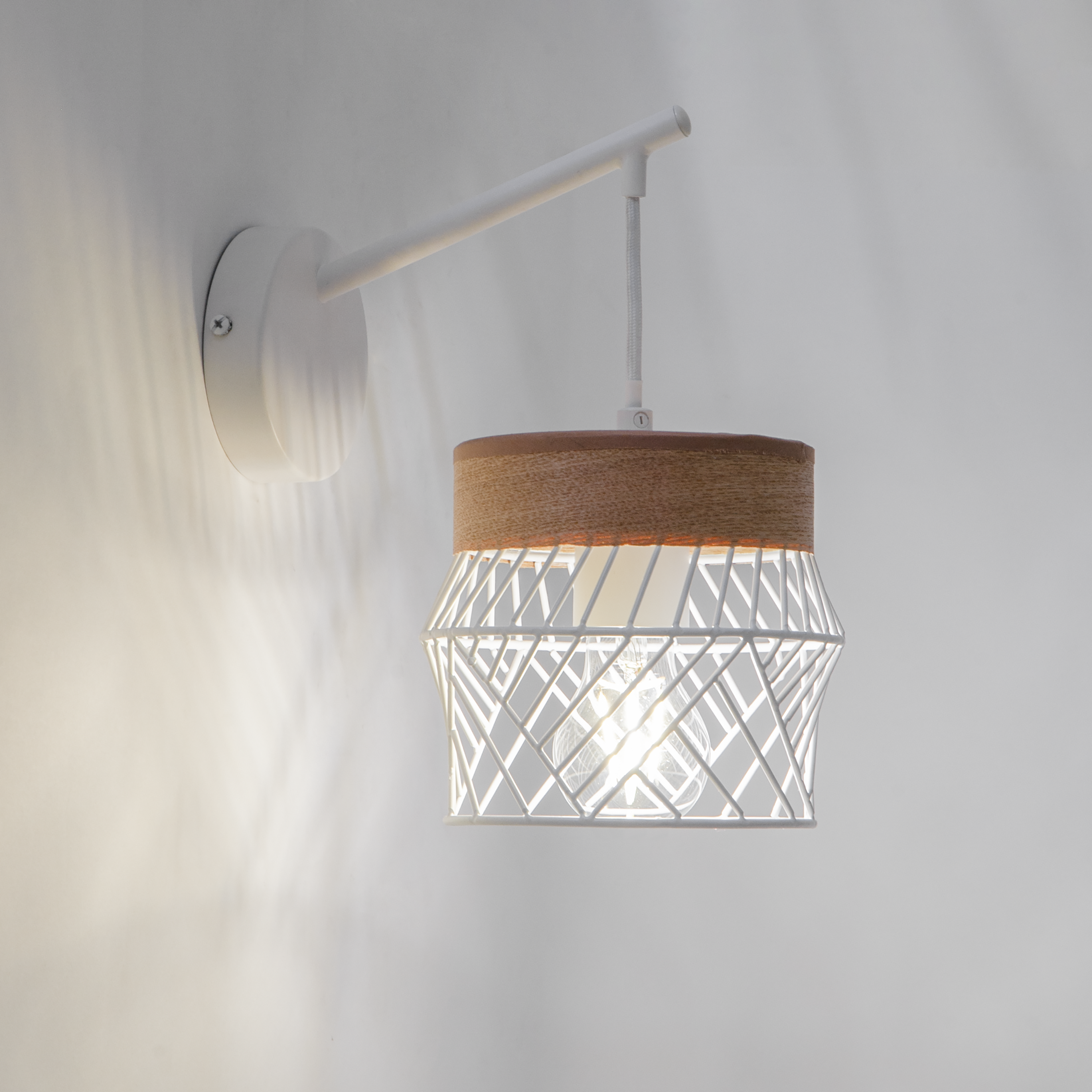 Kinkiet Kanel biały z drewnem E27 Inspire - 13