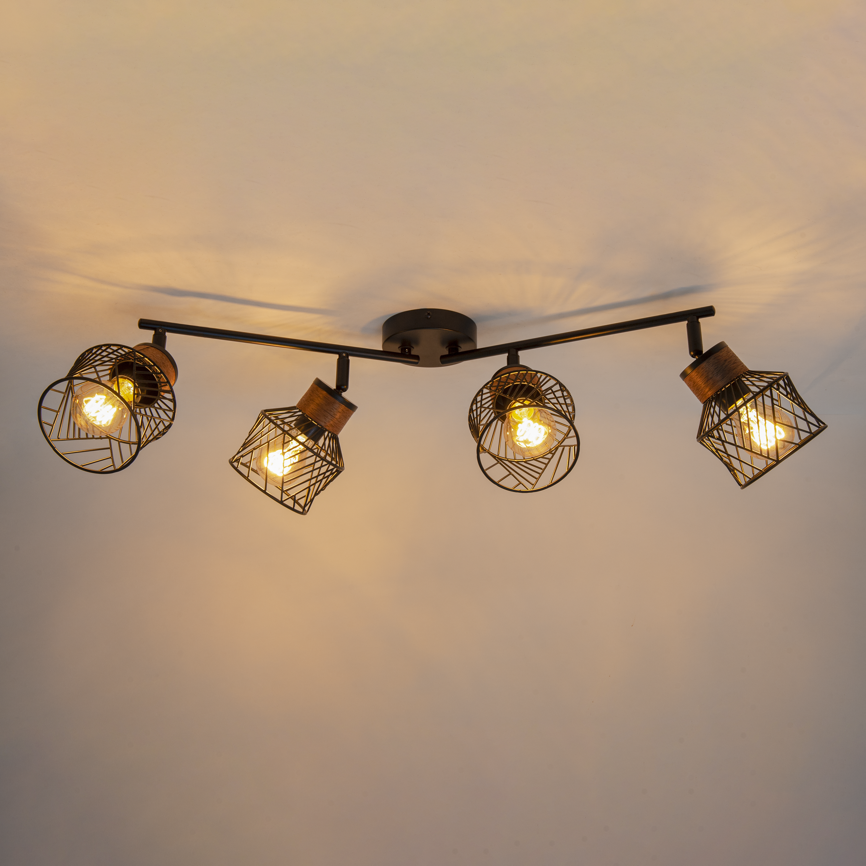 Listwa reflektorowa Kanel czarna z drewnem E27 Inspire - 8