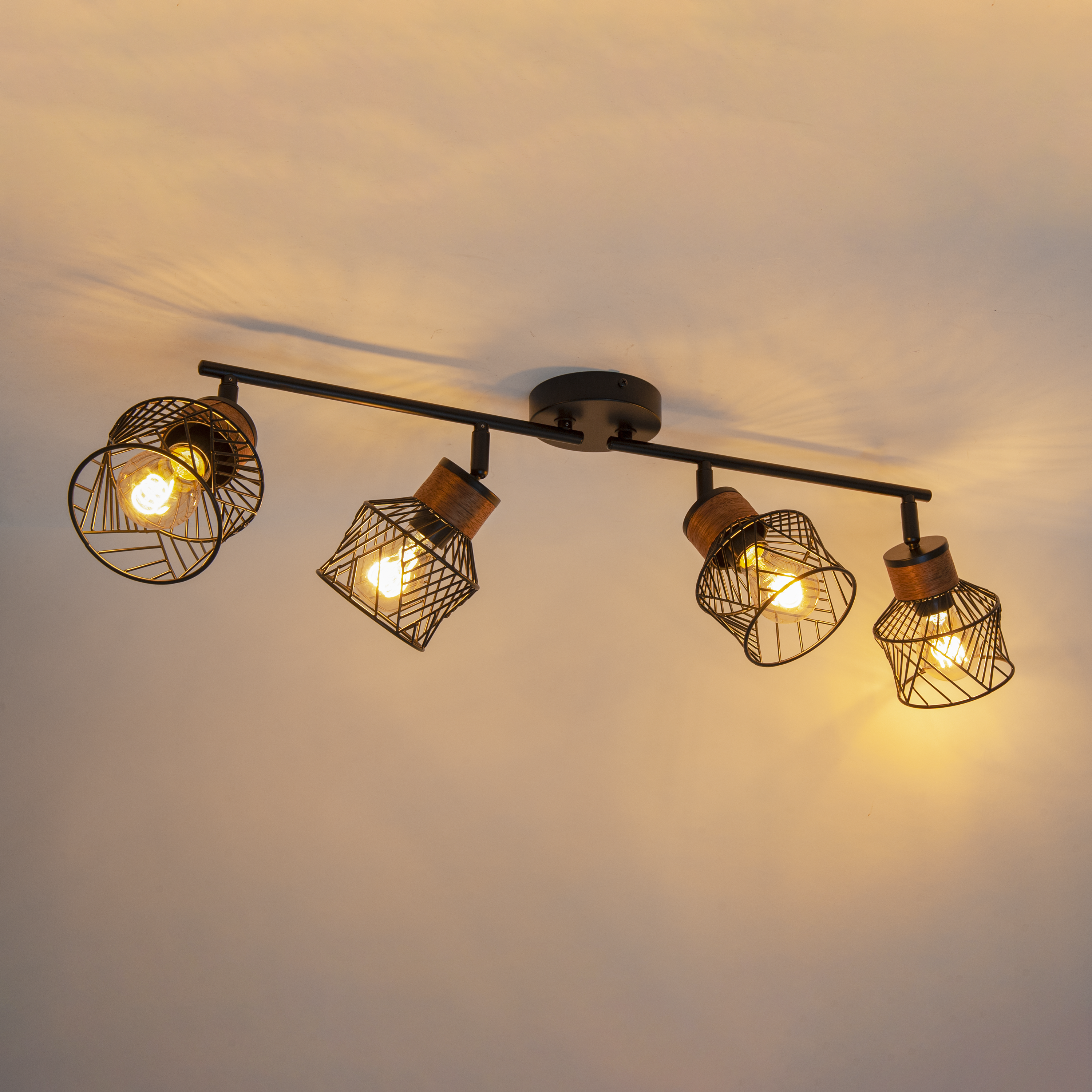 Listwa reflektorowa Kanel czarna z drewnem E27 Inspire - 9