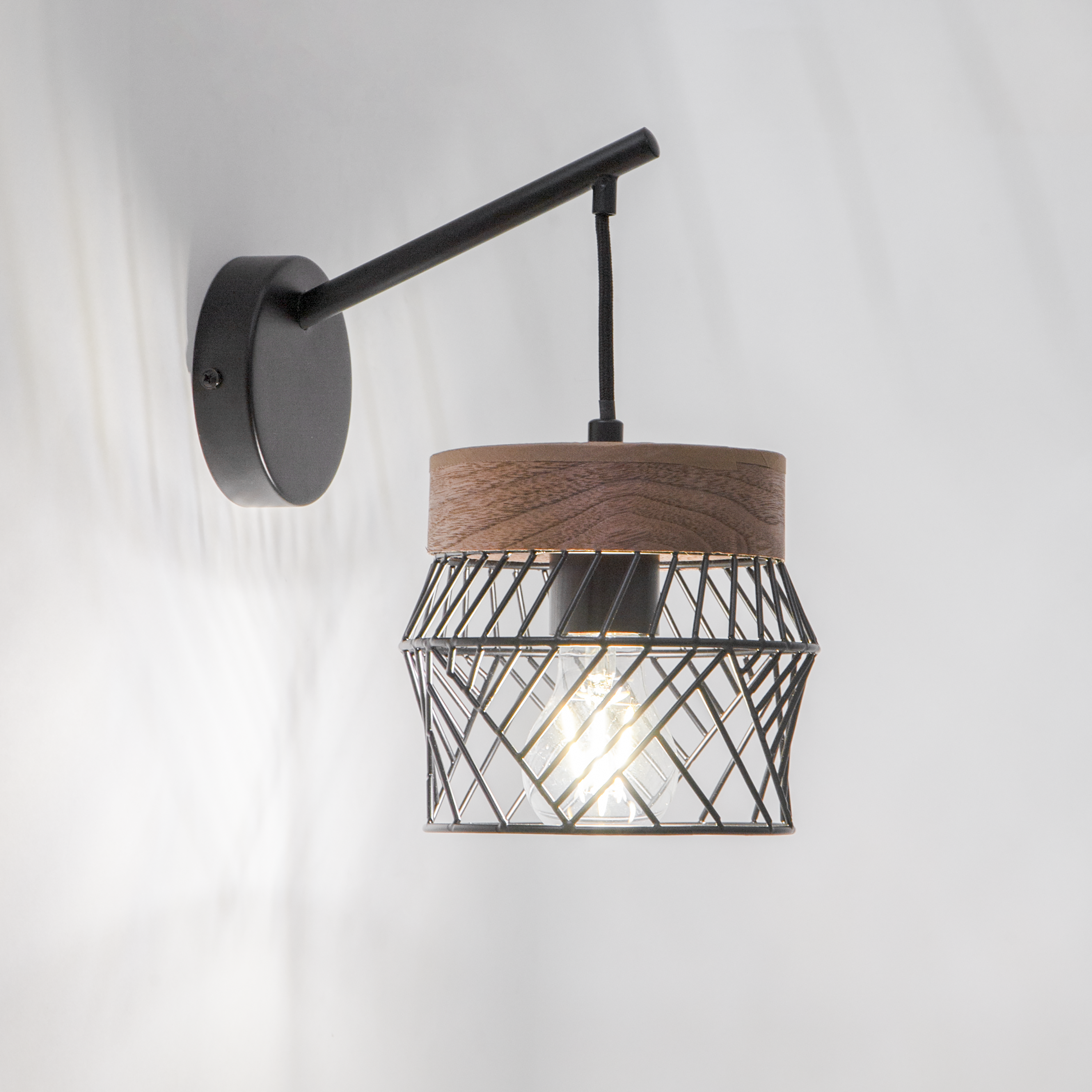 Kinkiet Kanel czarny z drewnem E27 Inspire - 17