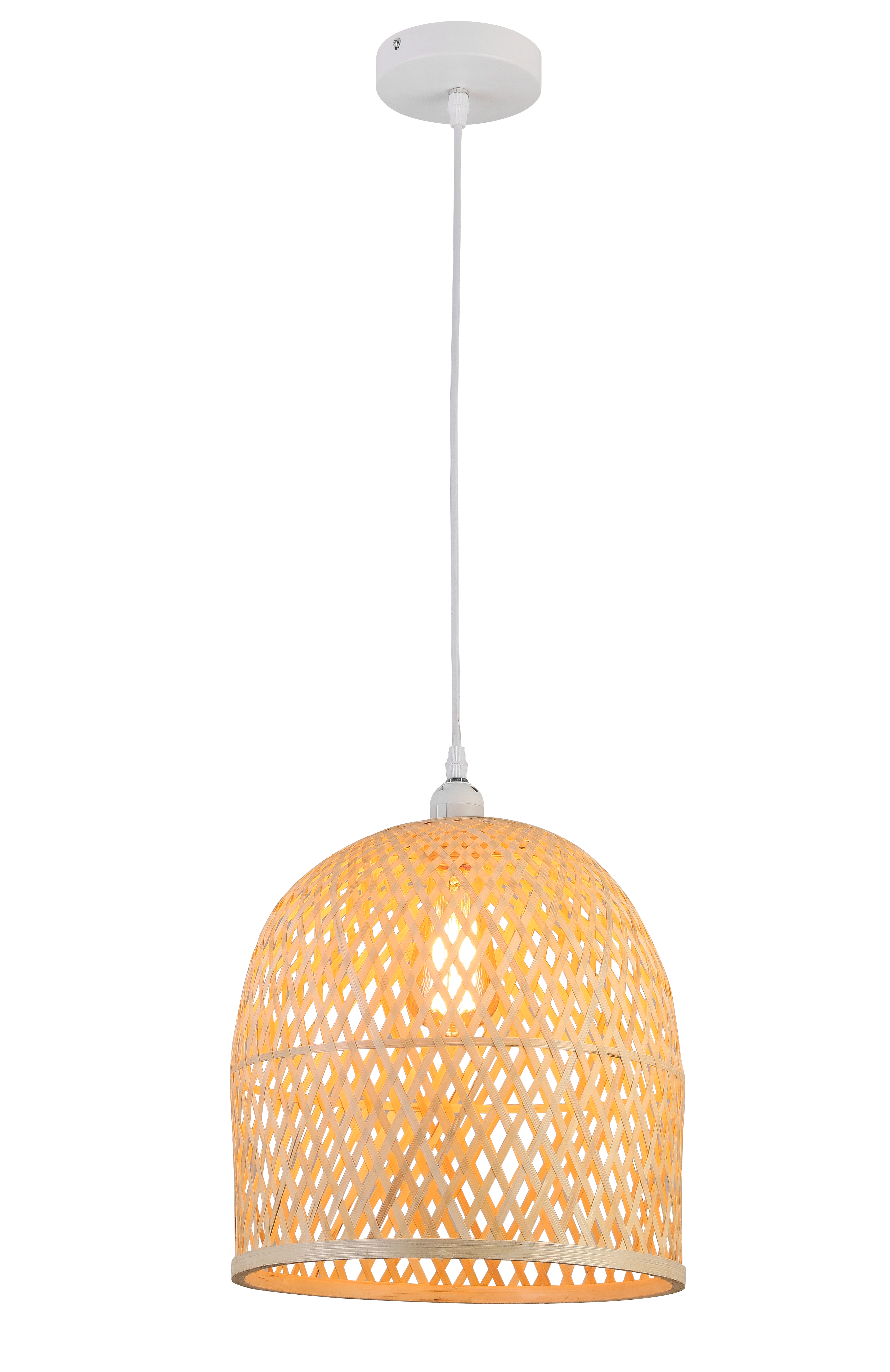 Lampadario Natura Lien bianco paralume marrone E27 Ø30cm - 5