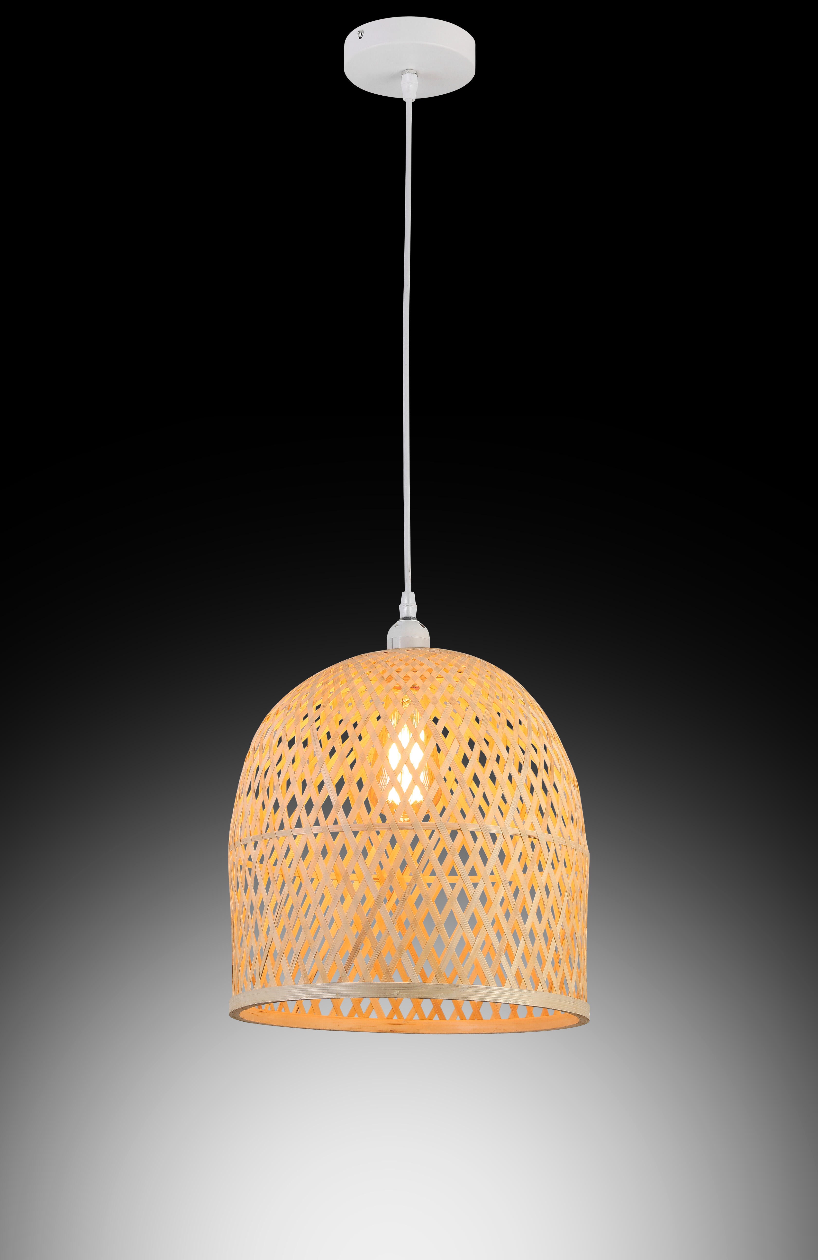 Lampadario Natura Lien bianco paralume marrone E27 Ø30cm - 4