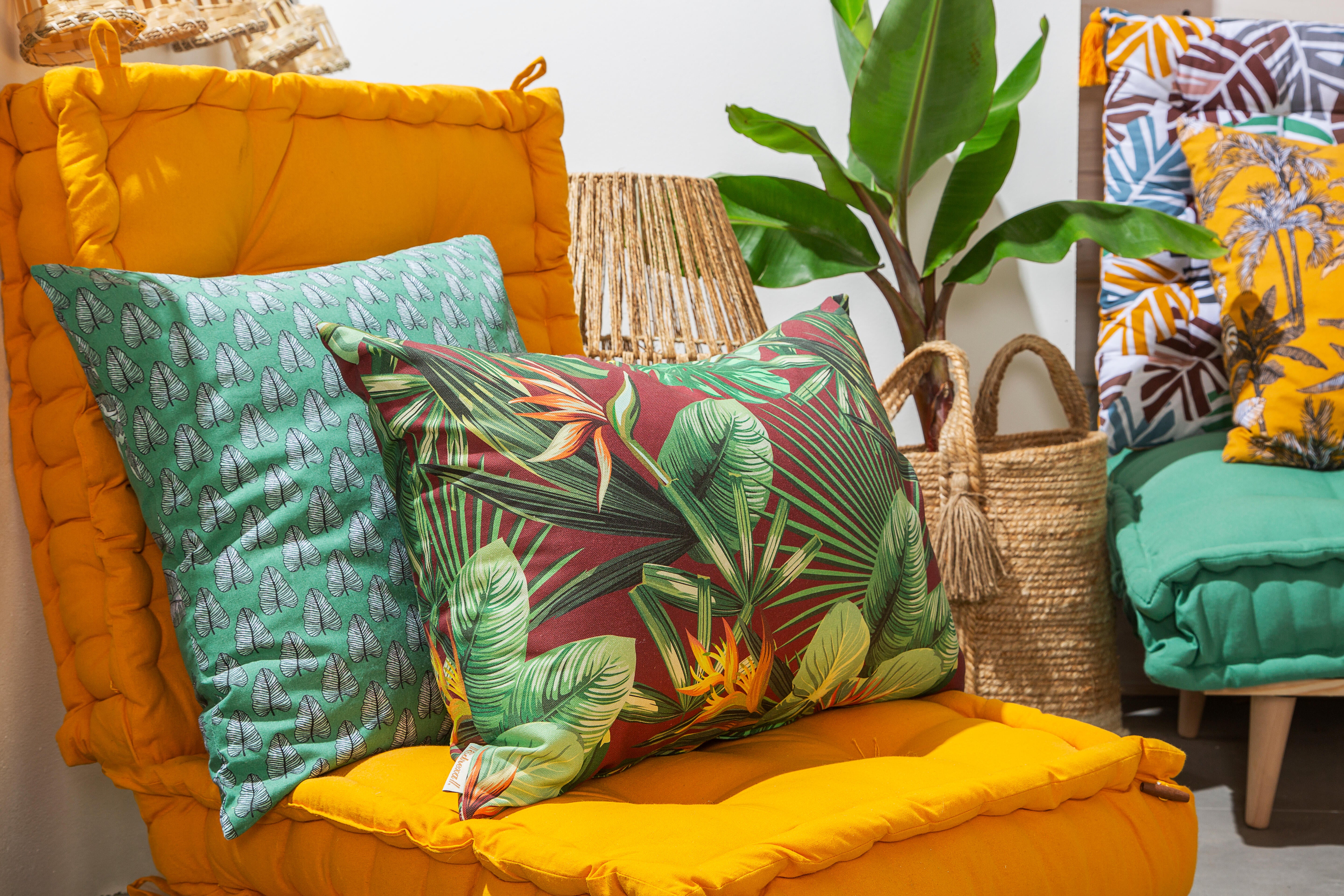 Cuscino da pavimento Futon Pouf Flexible effetto cotone giallo / dorato 60 x 60 cm - 6