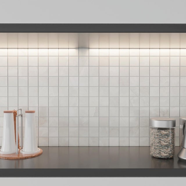 Piastrella Mosaico in gres porcellanato Venus bianco lucido L 30 x L 30cm x Sp. 9 mm, 7 pezzi