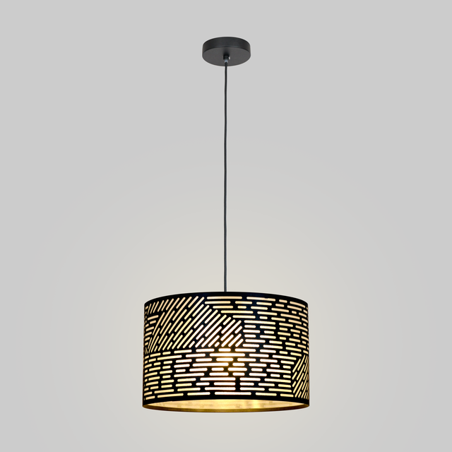 Lampadario Glamour Slots nero paralume nero E27 Ø38cm INSPIRE