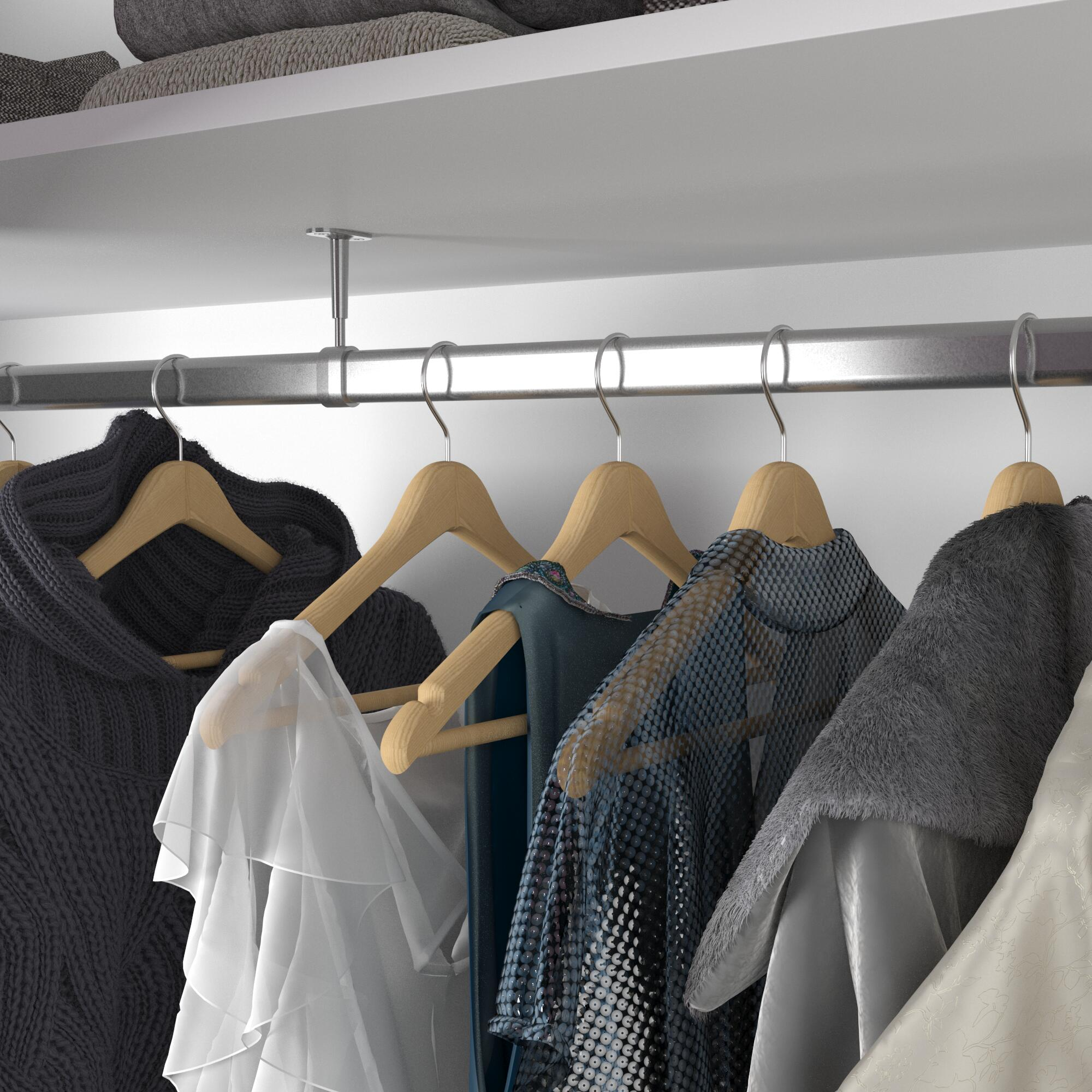 Support extensible SPACEO pour barre de penderie ovale 30x15 mm chrome - 3