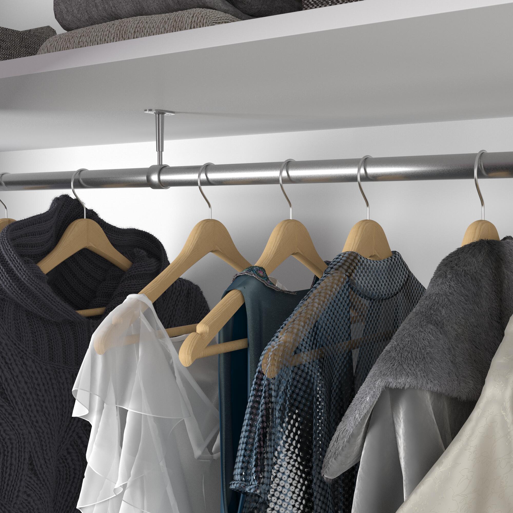 Support extensible SPACEO pour barre de penderie ronde D25 mm chrome - 2