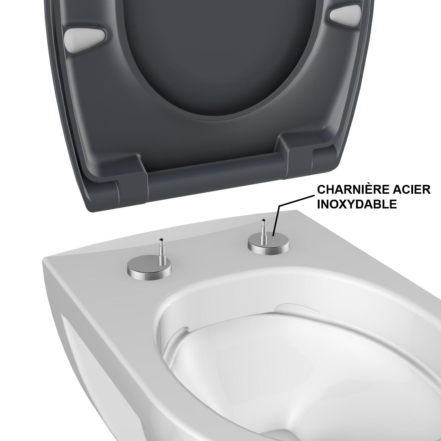 Abattant frein de chute anthracite Click & clean BEMIS - 8