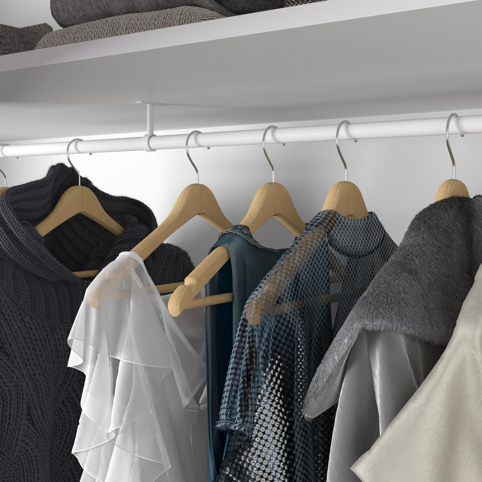 Support de barre de penderie D18 mm rond blanc 65mm - 2