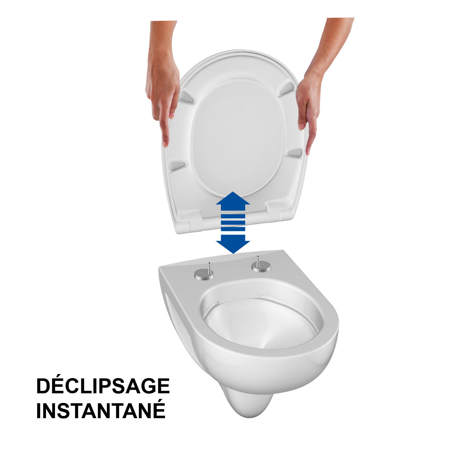 Abattant déclipsable frein de chute plastique thermodur Click & clean blanc - 8