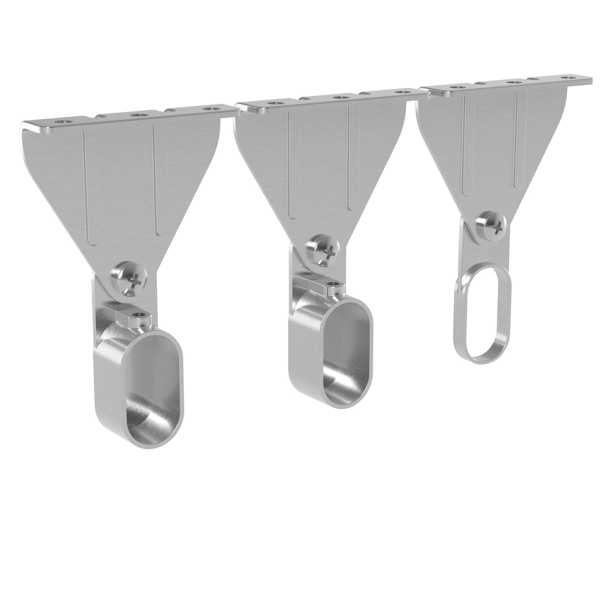 Emuca 10 Supports Latéraux Pour Tringle De Penderie Ovale Ø15mm - Acier Nickelé
