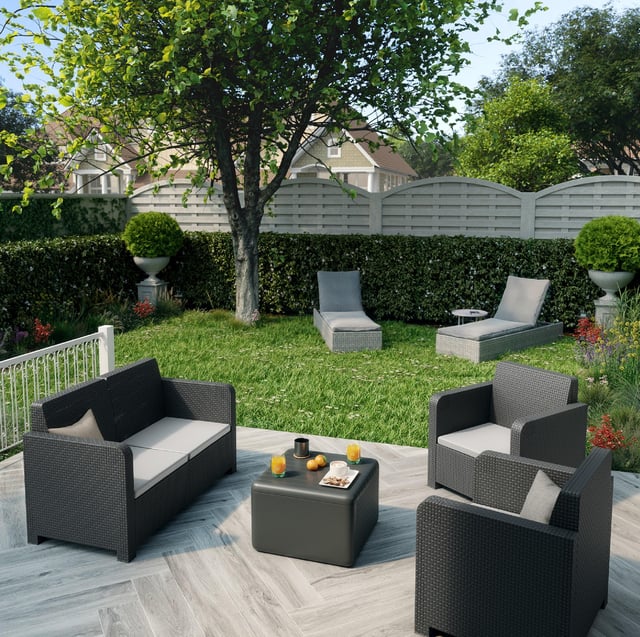 Salon bas de jardin gris Novo NATERIAL, 4 personnes