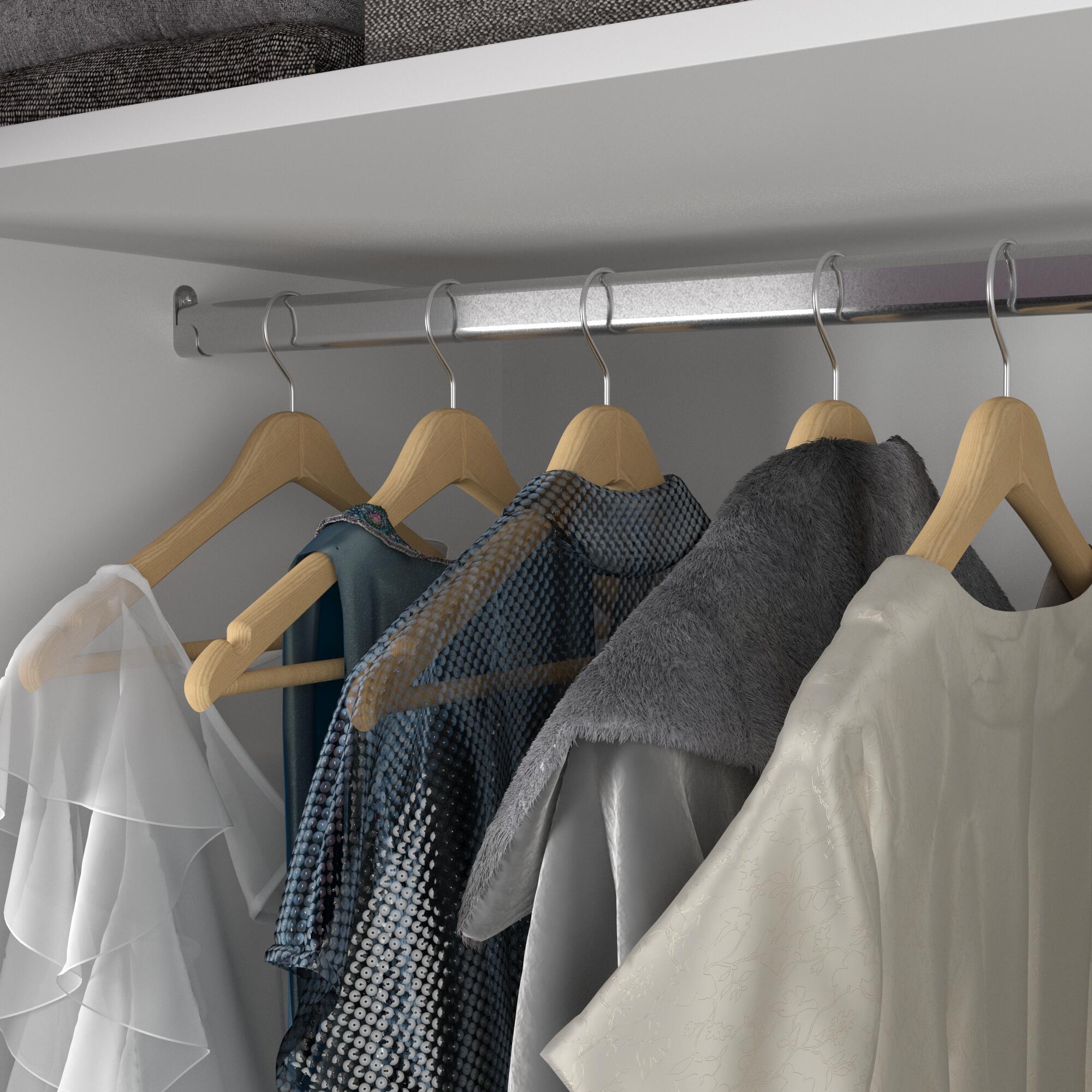 Lot de 2 supports muraux ouverts SPACEO barre de penderie ovale 30X15 chrome - 3