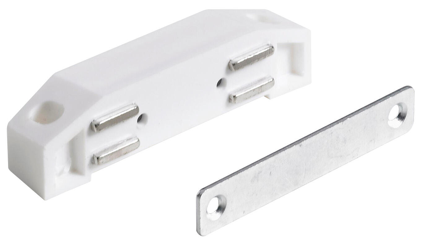 2 loqueteaux magnétiques 8 kg Contre-plaque rigide 75x19x17mm zingué blanc - 2