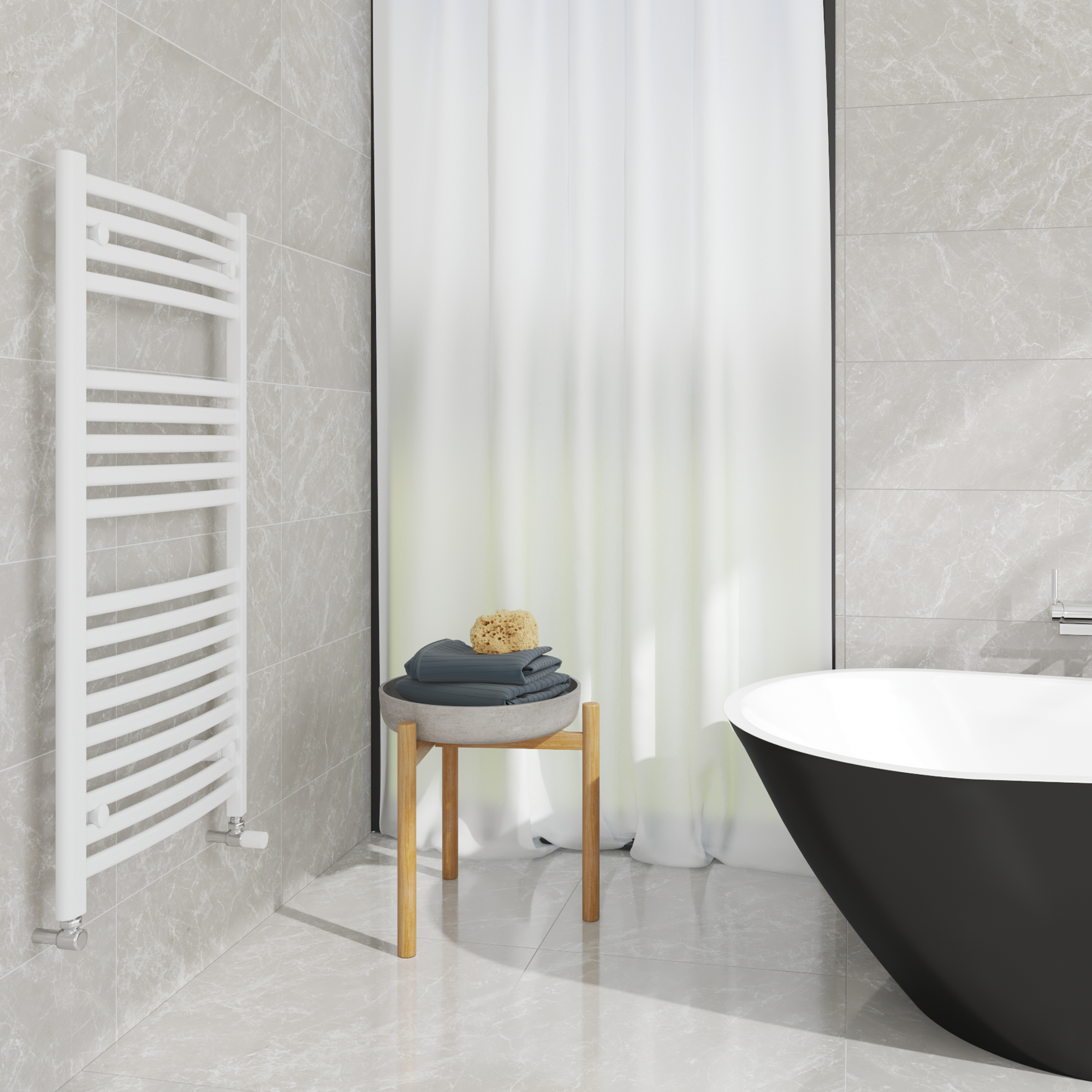 Sèche-serviettes eau chaude Borali EQUATION, 544 W, H.115 x l.55 cm courbé blanc - 2