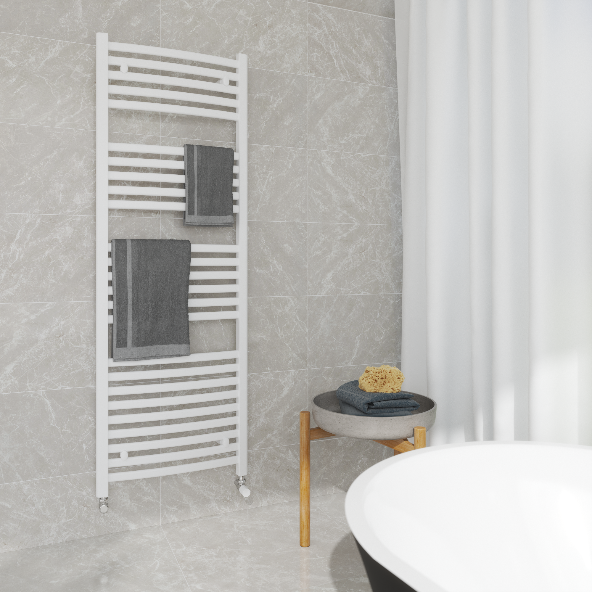 Sèche-serviettes eau chaude Borali EQUATION, 746 W, H.160 x l.55 cm courbé blanc - 2