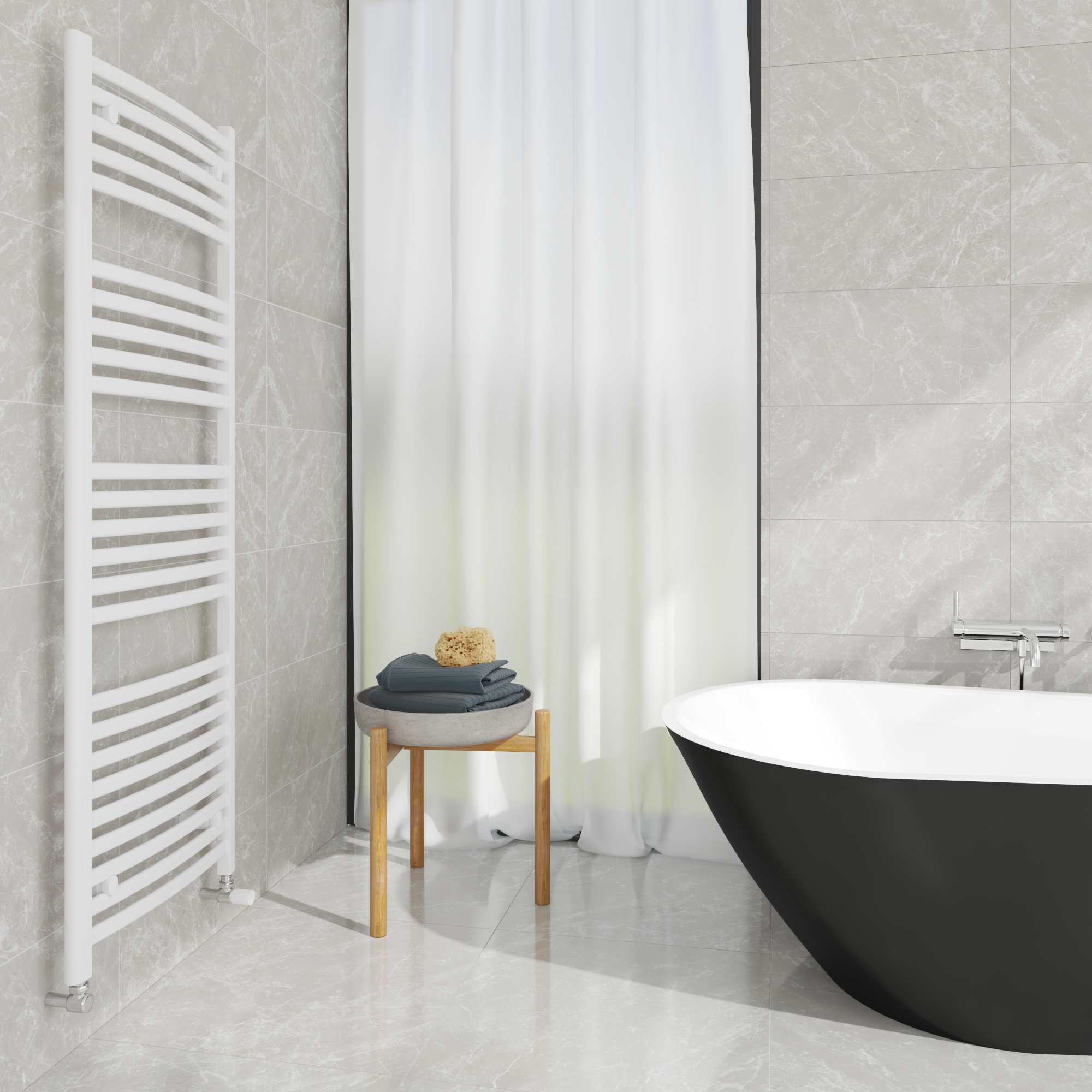 Sèche-serviettes eau chaude Borali EQUATION, 746 W, H.160 x l.55 cm courbé blanc - 7