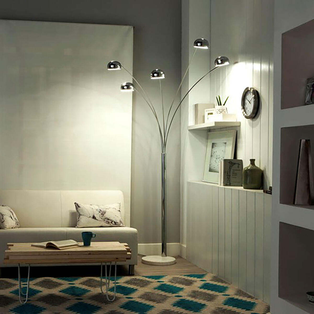 Lampadaire Kimi, acier, argent,  H.228 cm INSPIRE, E14 - 2