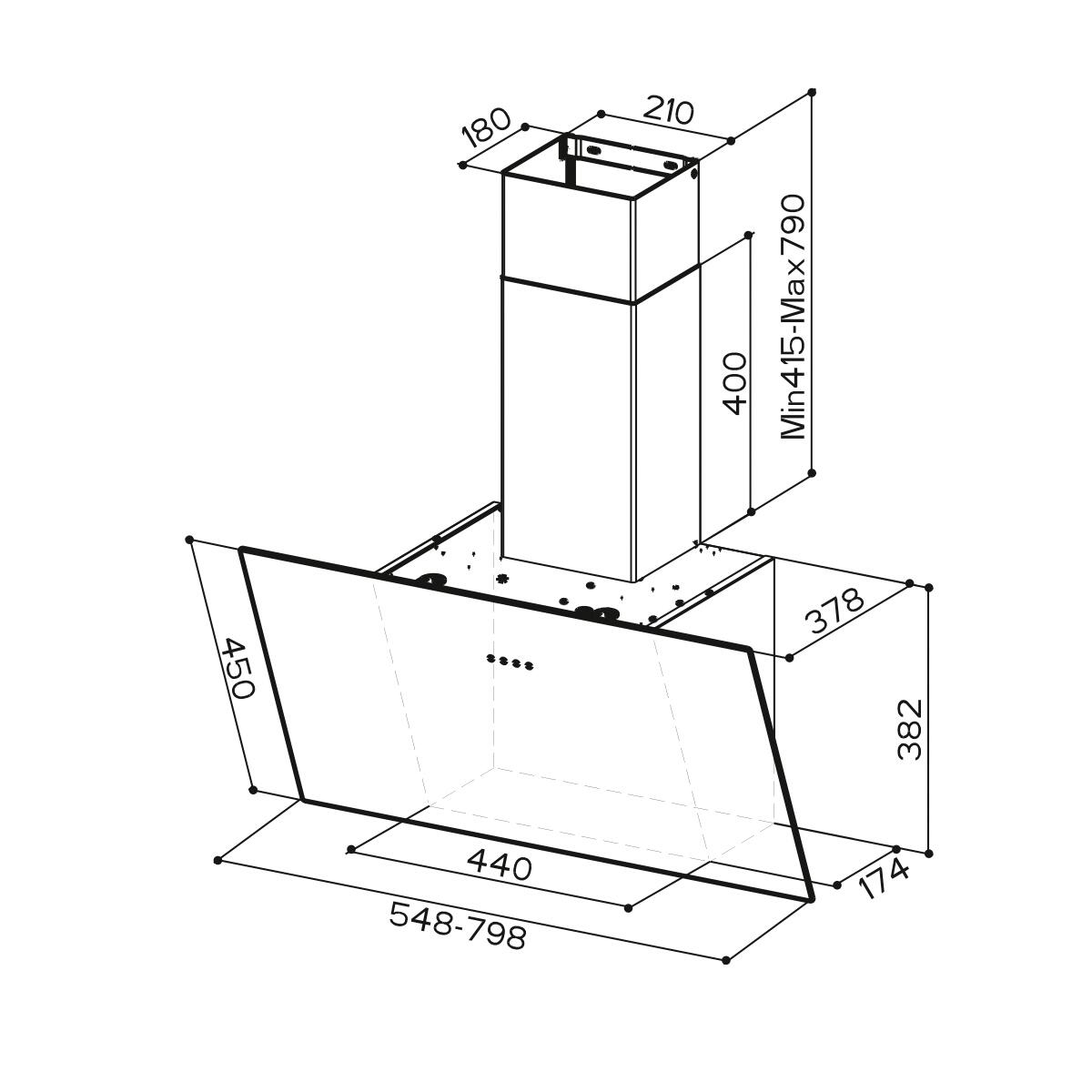 Cappa a parete Tweet EV8 LED BK A80 FABER nero L 80 cm - 4
