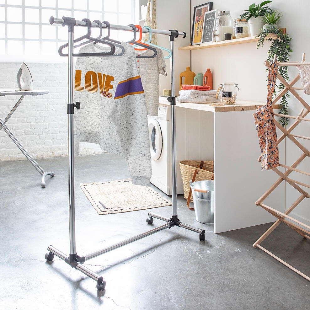 Charriot com rodas extensível aço cinza 86,3-114x51x101-159 cm Spaceo - 4