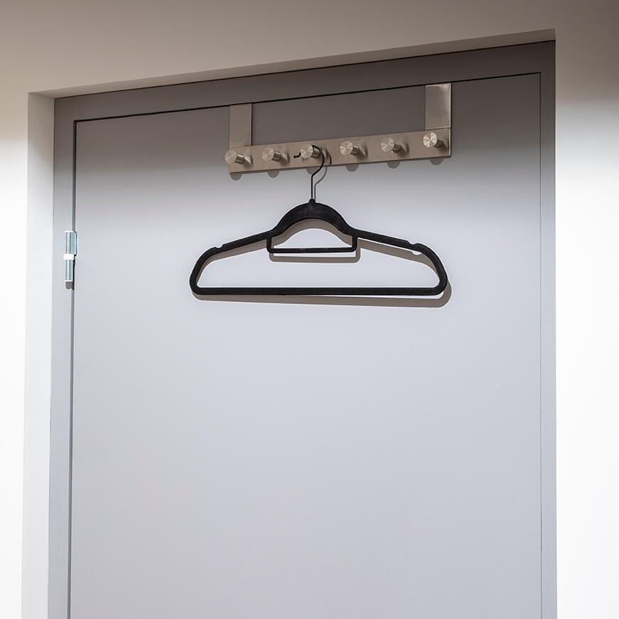 MSV Lotto Di 10 Grucce In Metallo Laminato Nero, Antiscivolo, 39,5x19x10 Cm - Per Cappotti E Giacche