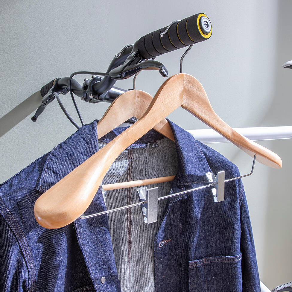 Cabide para casaco e calça pinças madeira - 11