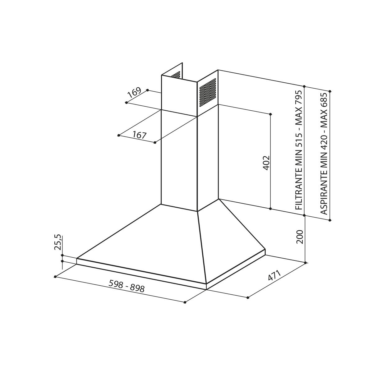 Cappa a parete DCH28 PLUS SS19A FABER argento L 90 cm - 3