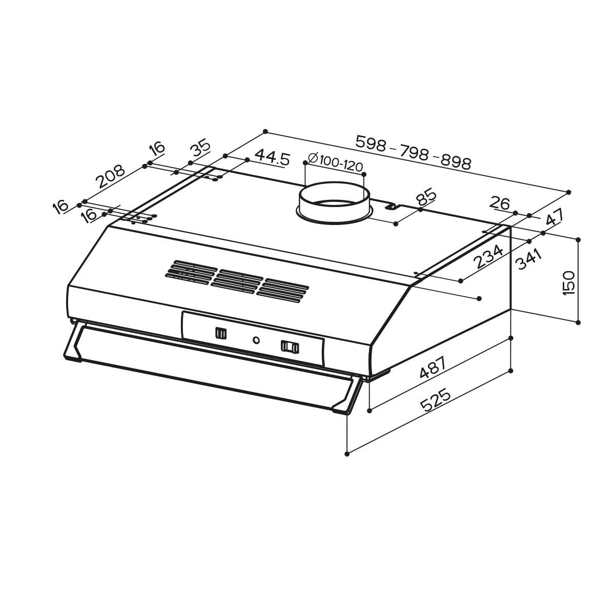 Cappa sottopensile TCH04 WH16A FABER bianco L 60 cm - 4