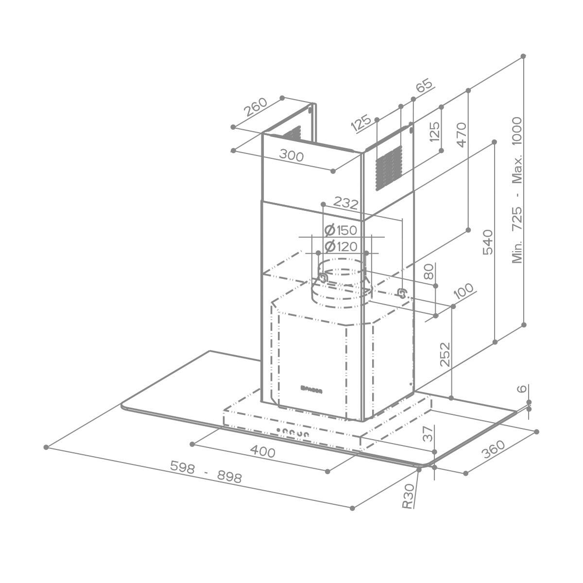 Cappa a parete Artica X/V A90 FLAMINIA argento L 90 cm - 3