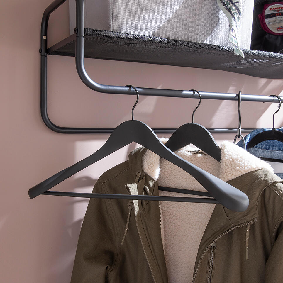 Percha  para traje SPACEO de madera negro FSC 45x23 (anchoxalto) - 5