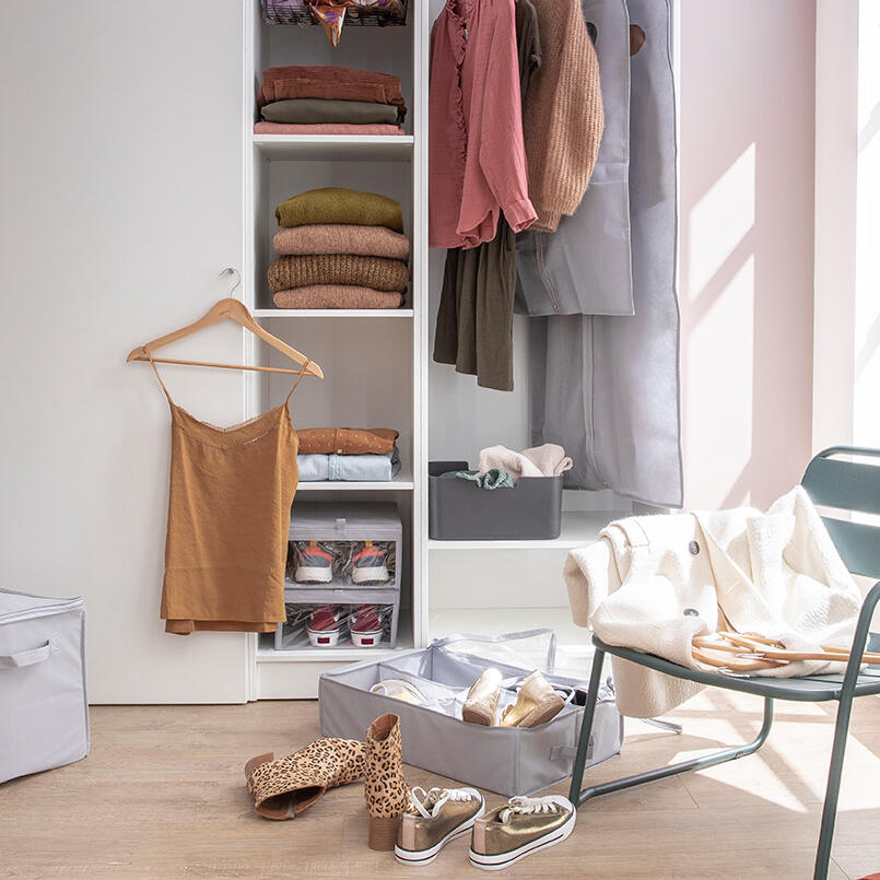 Caixa de sapatos SPACEO TEXTIL CINZA 16X56X36CM - 3